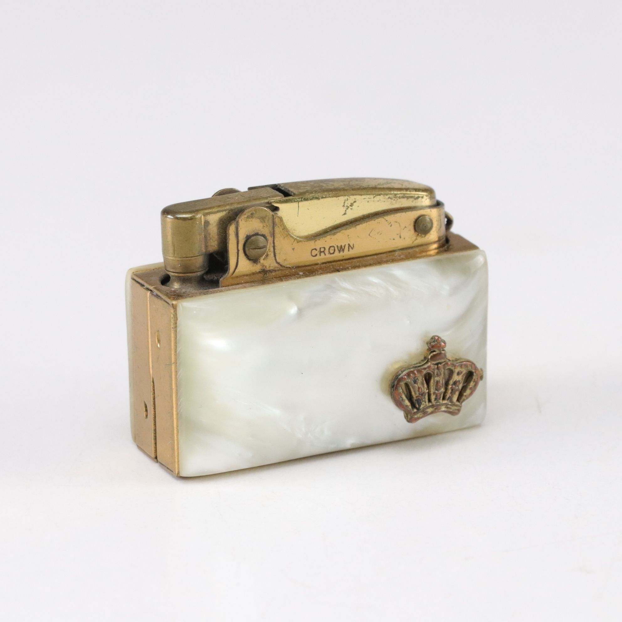Crown Desktop Lighter & Cigarette Case with Pearl Accents