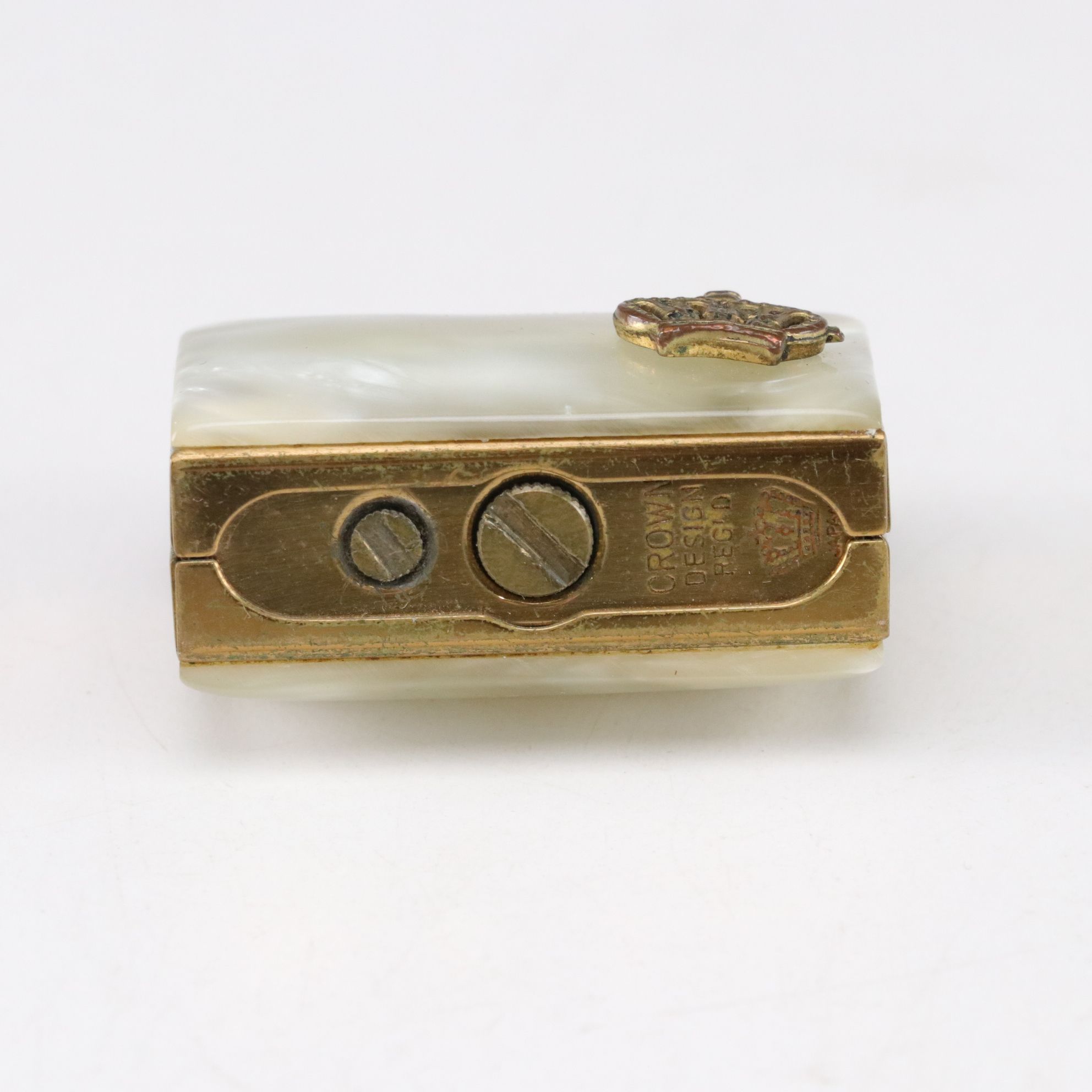 Crown Desktop Lighter & Cigarette Case with Pearl Accents