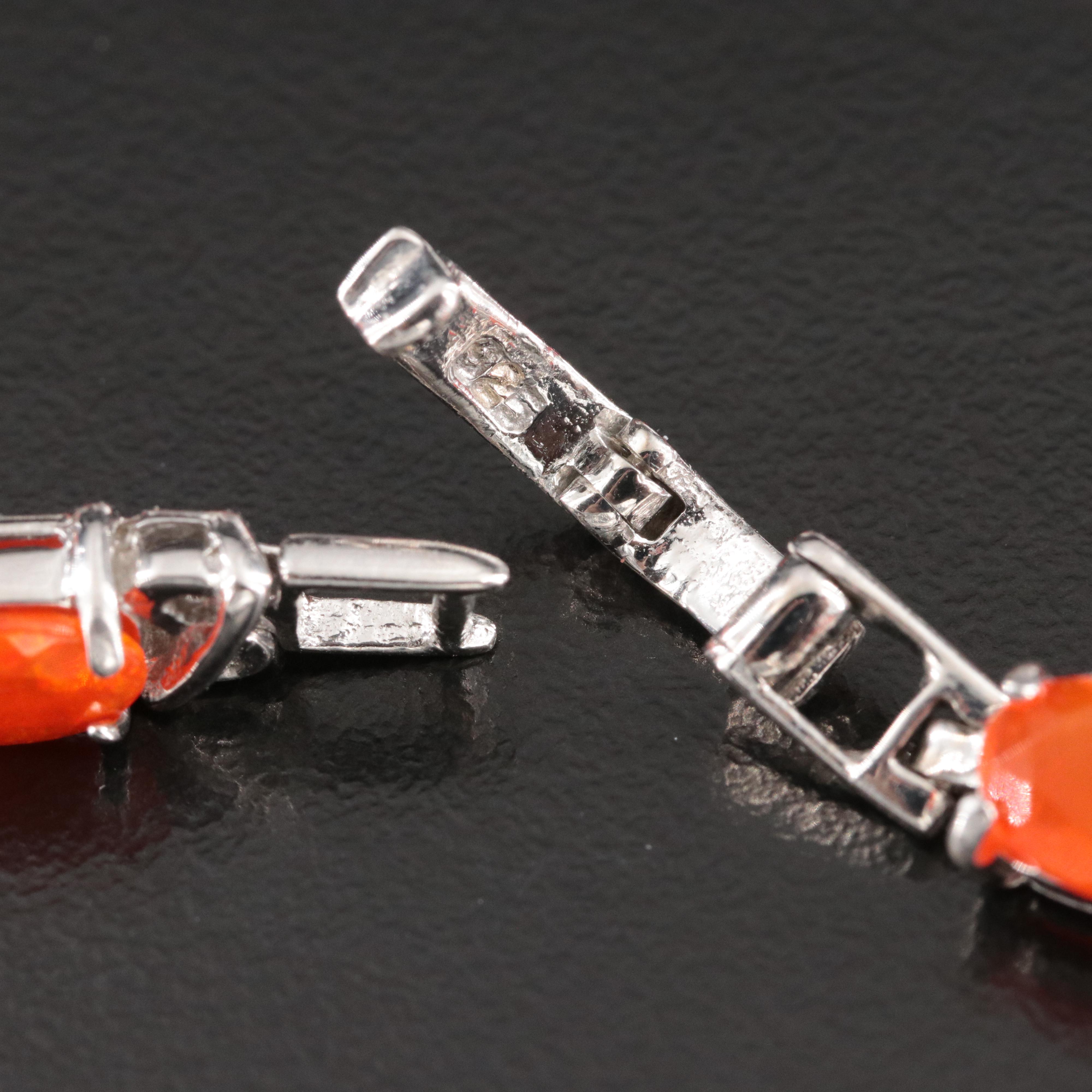 Sterling Fire Opal Line Bracelet