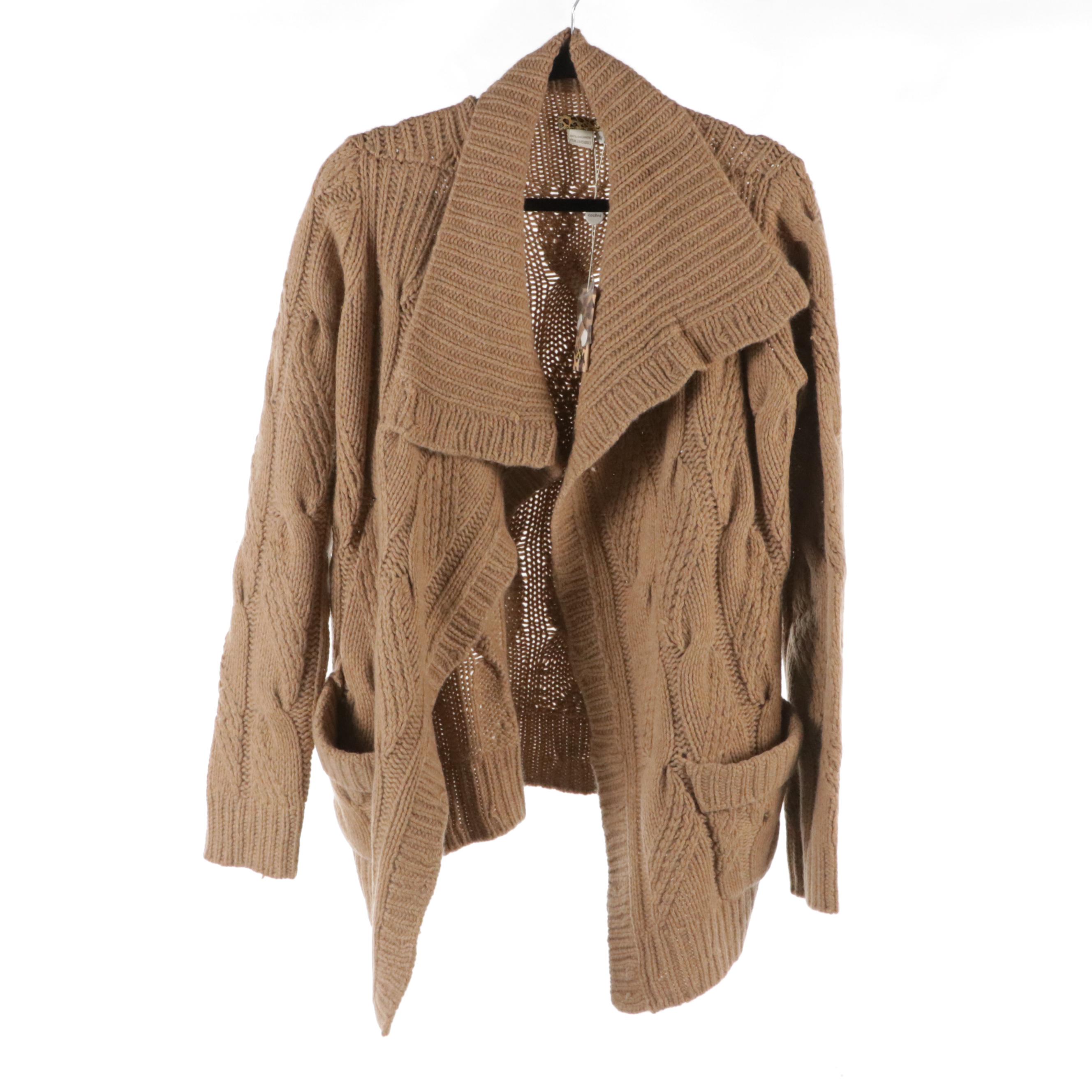 Cochni Knit Cashmere Open Front and Hooded Cardigan Sweaters, With Tags