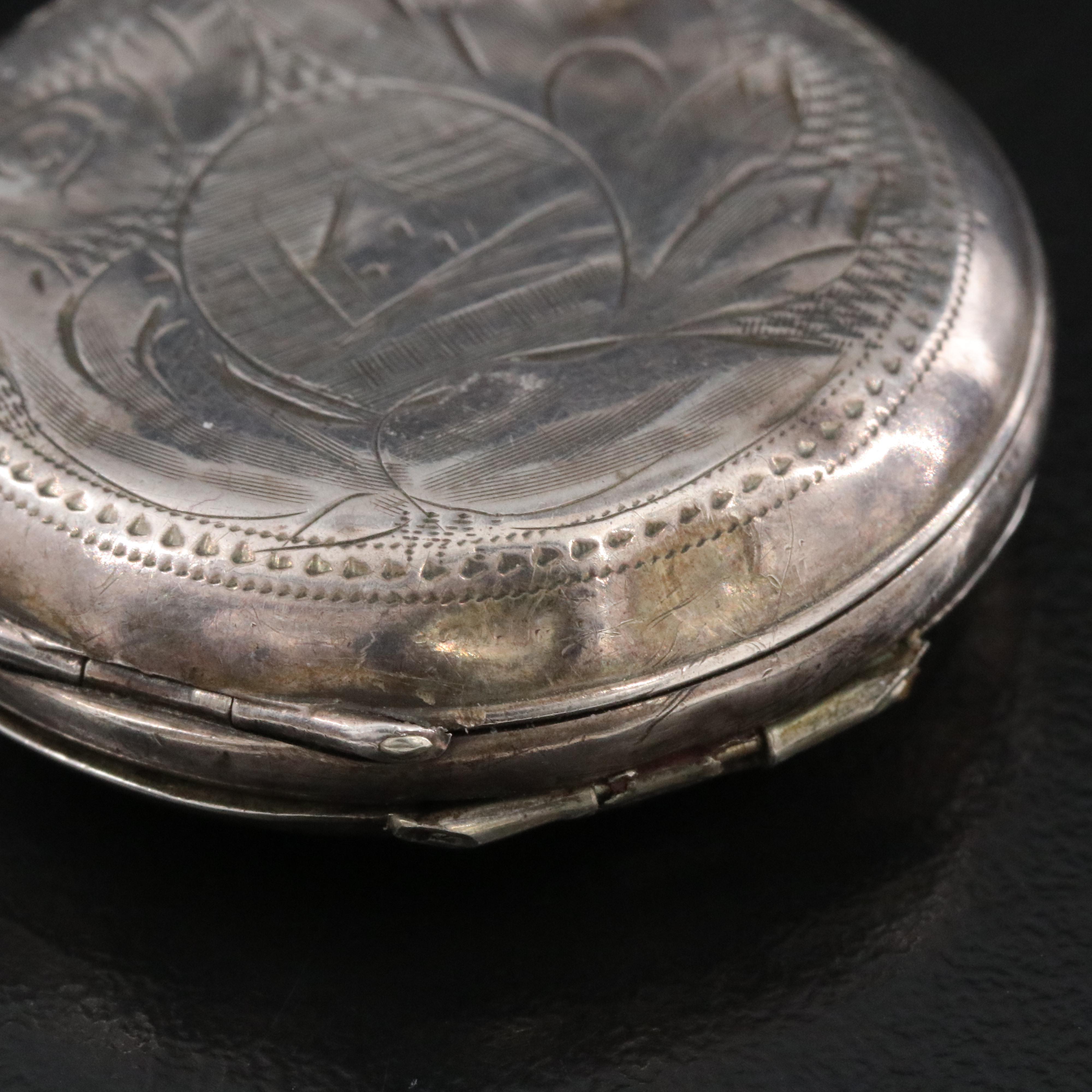 800 Silver Swiss Stem Wind Pocket Watch