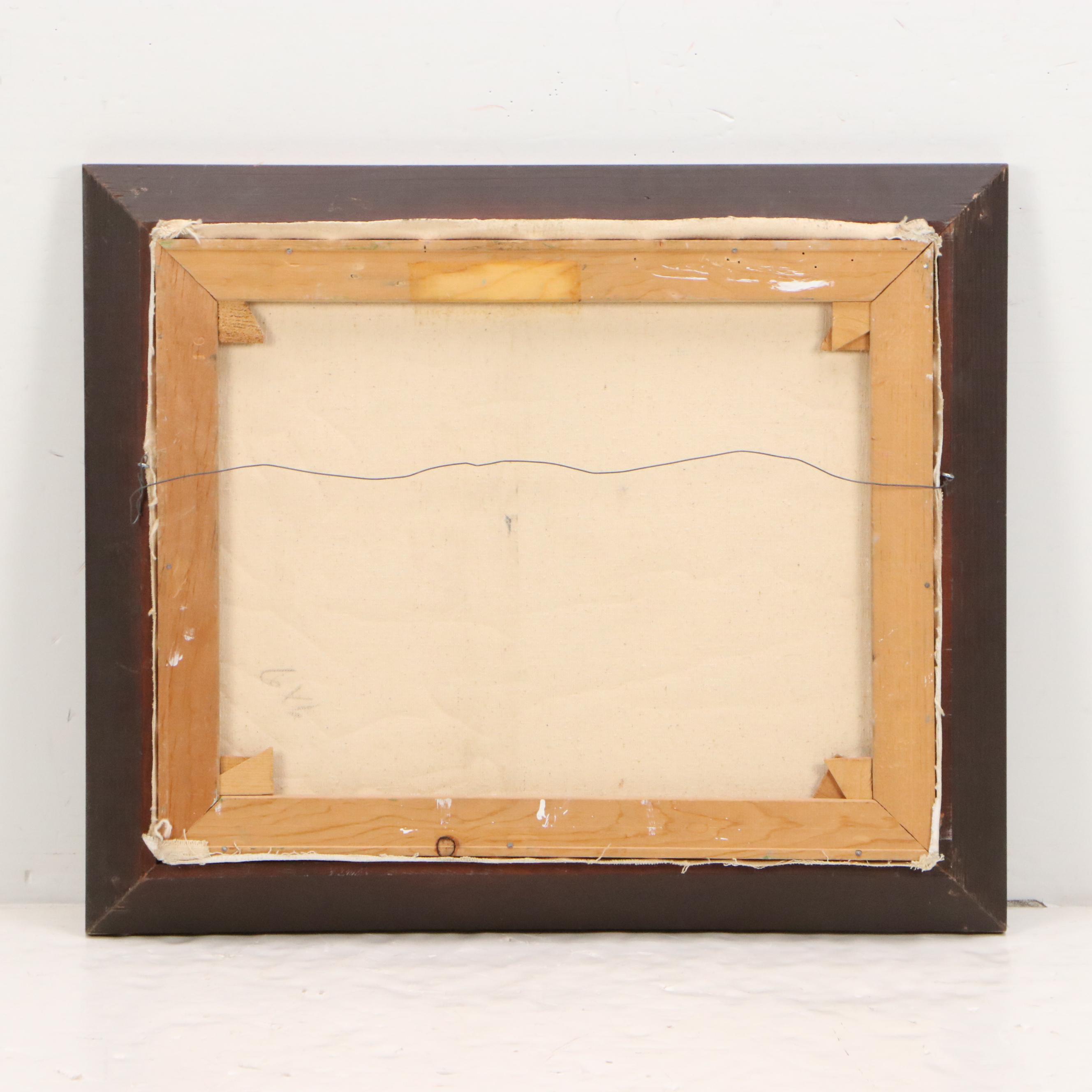 Winter Farm Landscape Oil Painting, Mid-20th Century