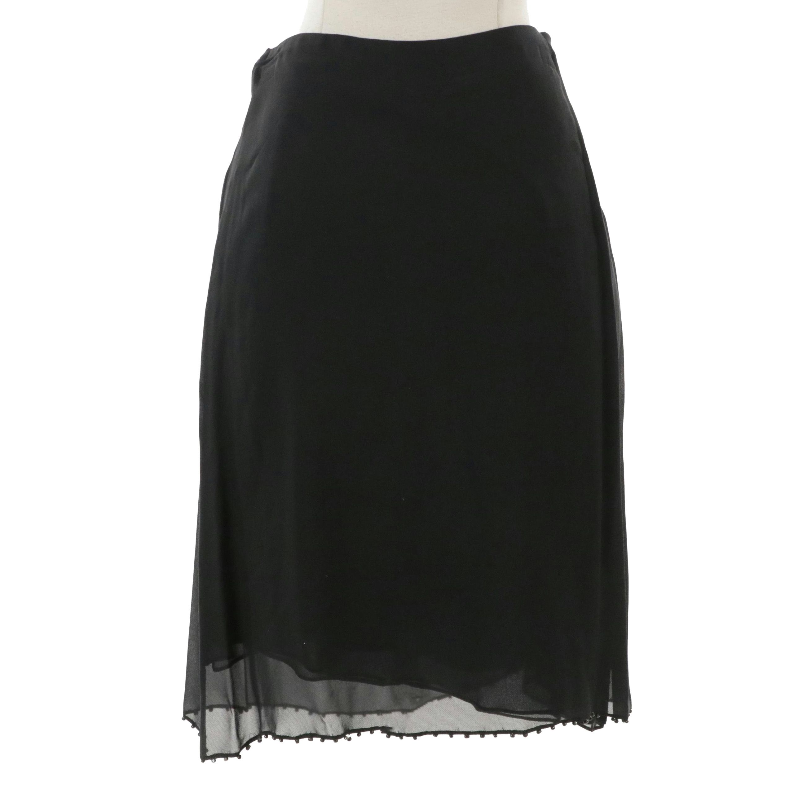 Gucci Beaded Black Silk Skirt with Tags