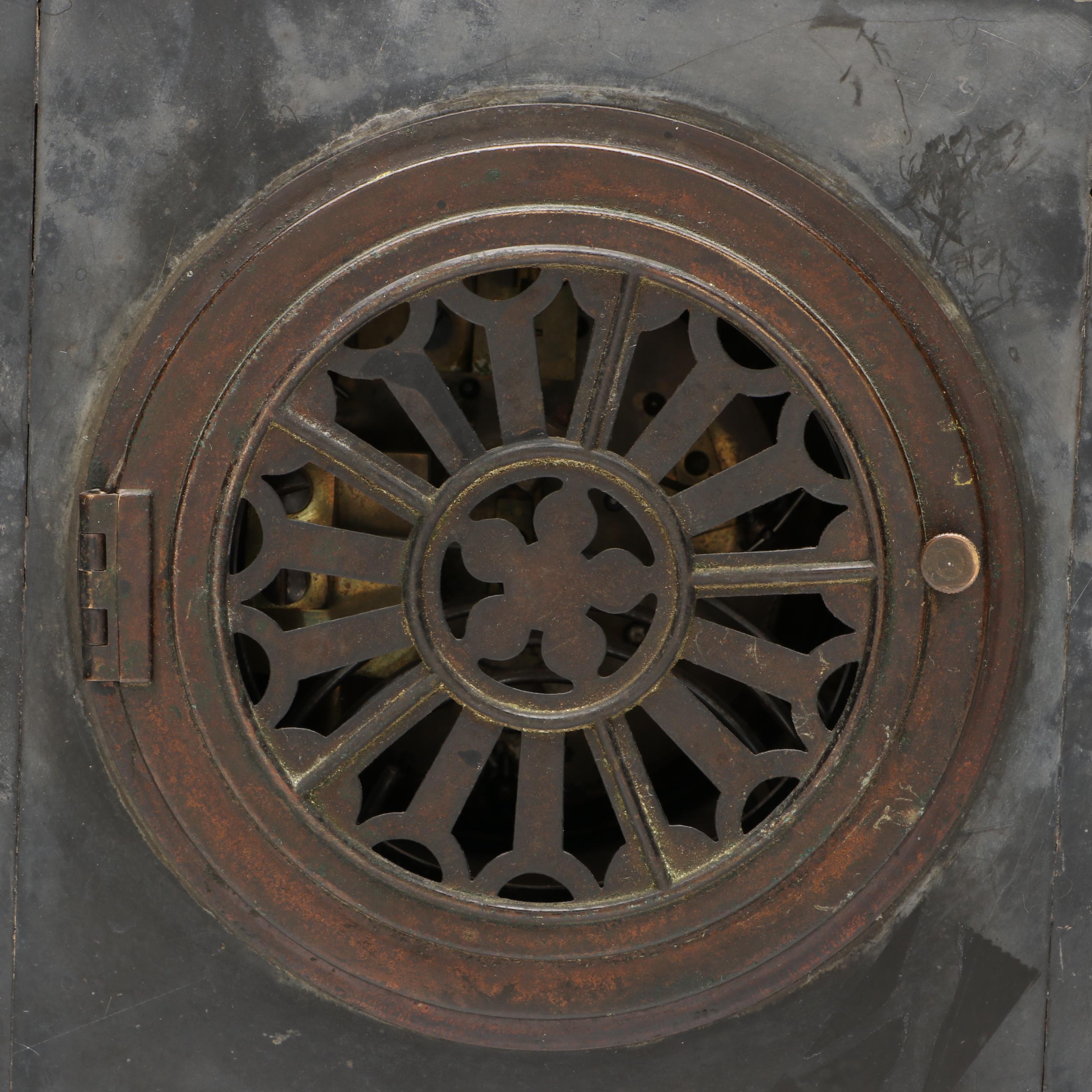 Ansonia Neoclassical Style Black Stone and Patinated Metal Mantel Clock