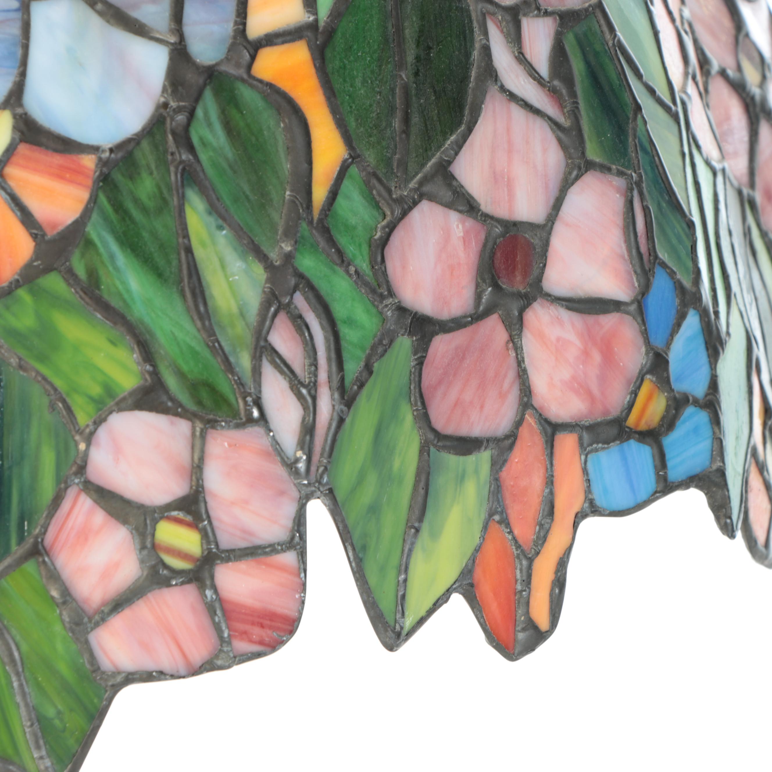 E. Thomasson Art Nouveau "Daphne" Bronze Table Lamp with Slag Glass Shade