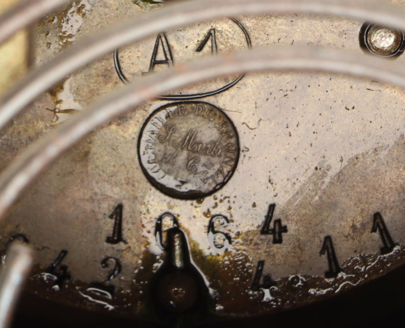 Ansonia Neoclassical Style Black Stone and Patinated Metal Mantel Clock