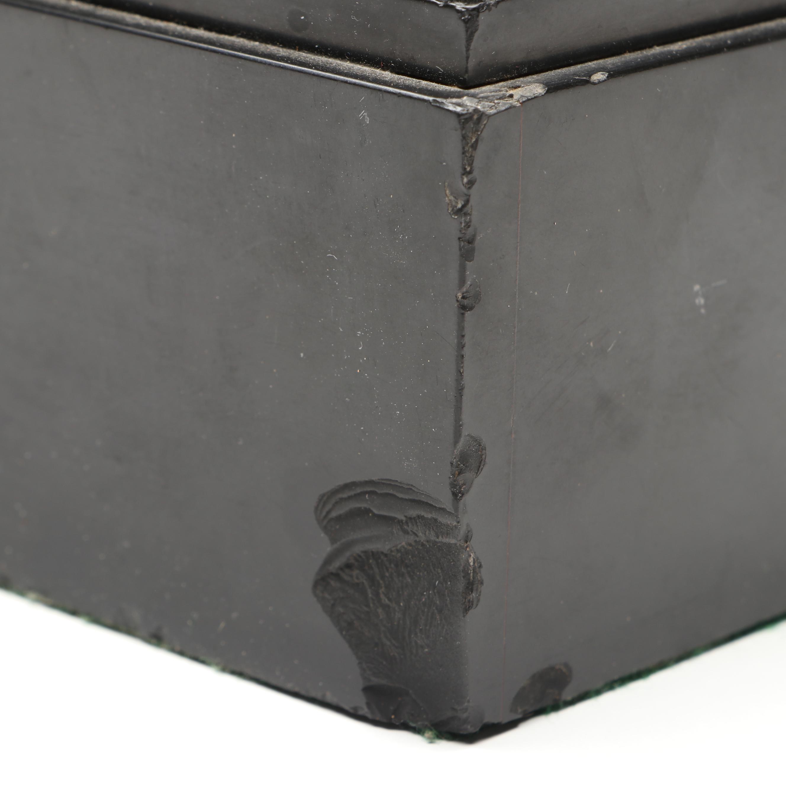 Ansonia Neoclassical Style Black Stone and Patinated Metal Mantel Clock