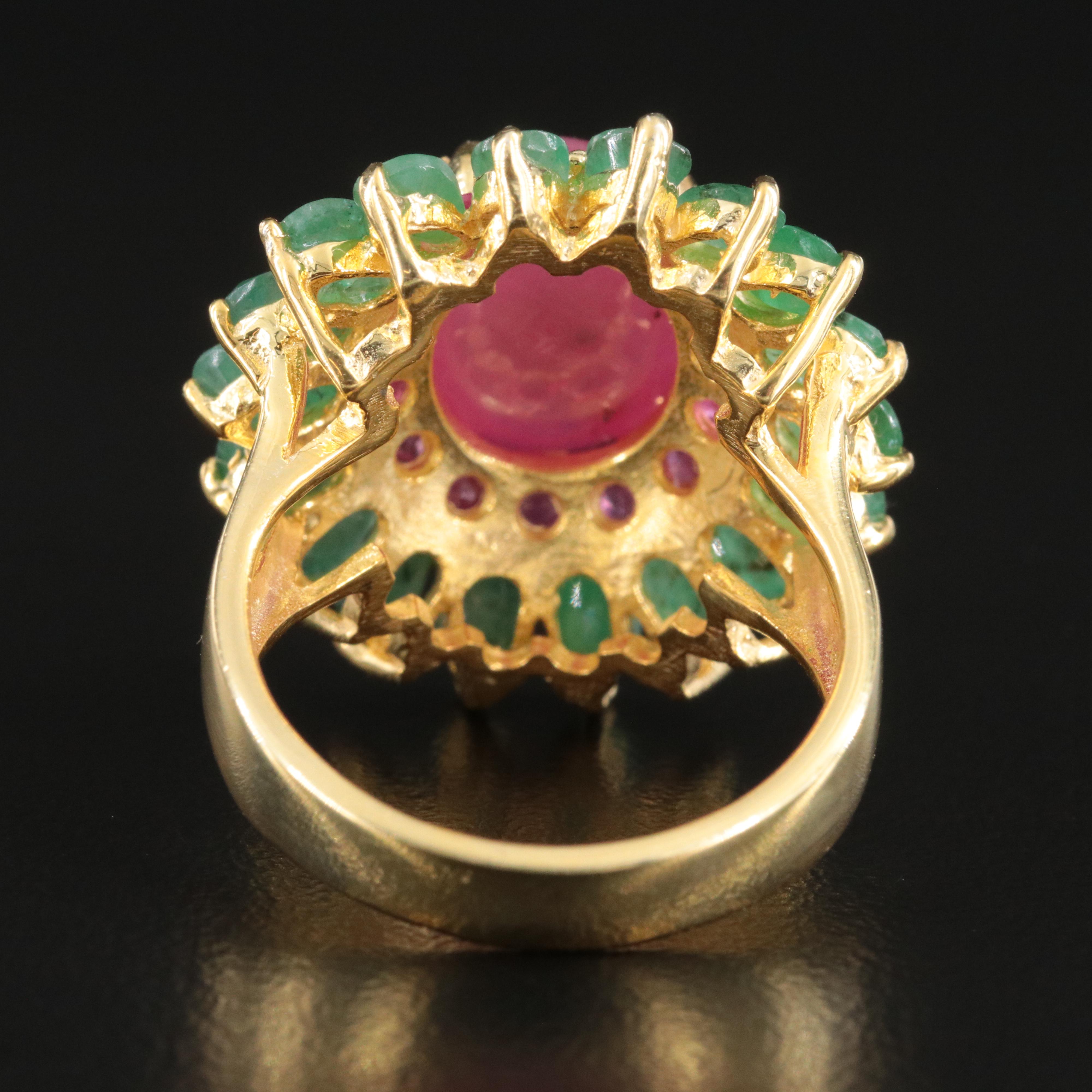 Sterling Emerald and Filled Floral Ring