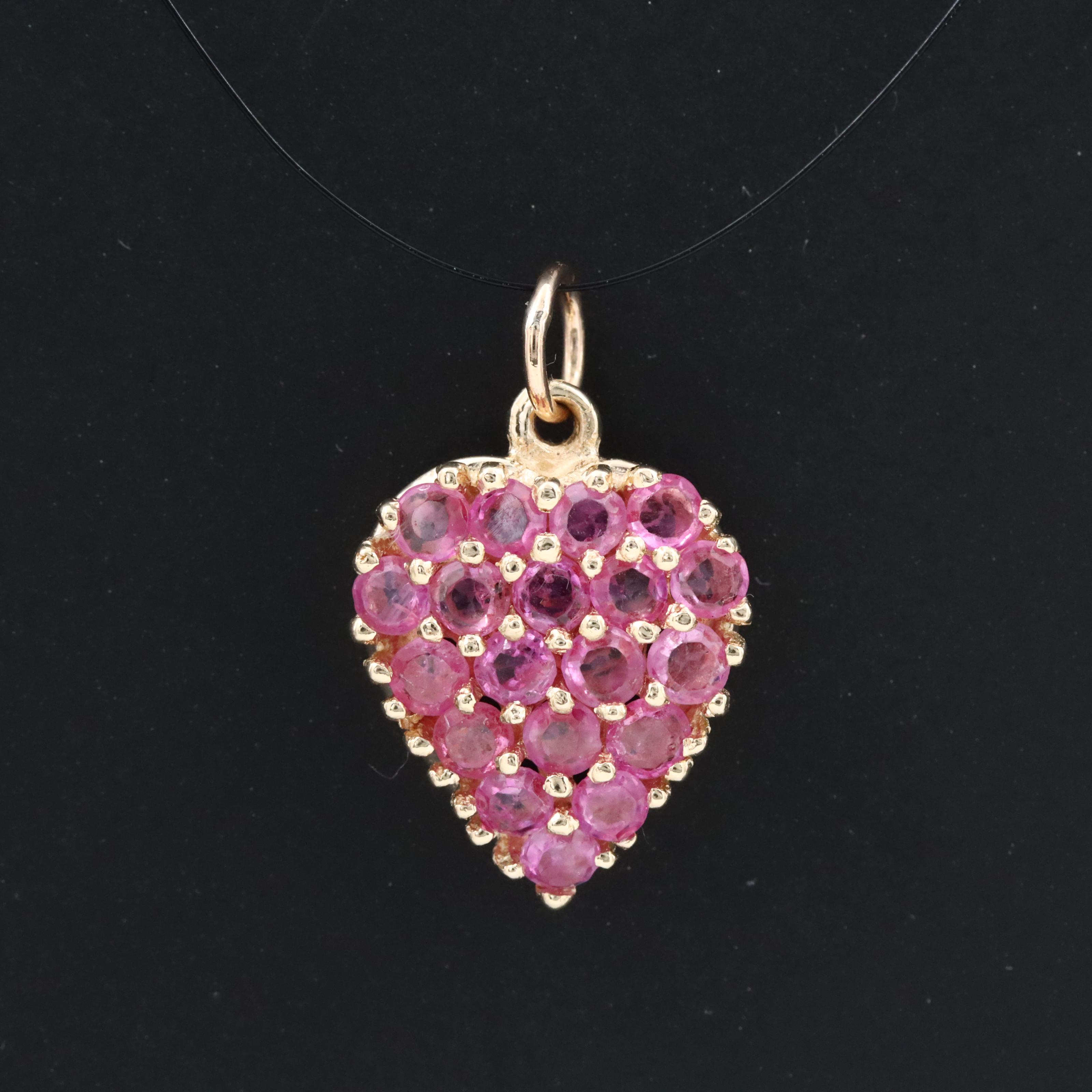 14K Pink Sapphire Heart Pendant