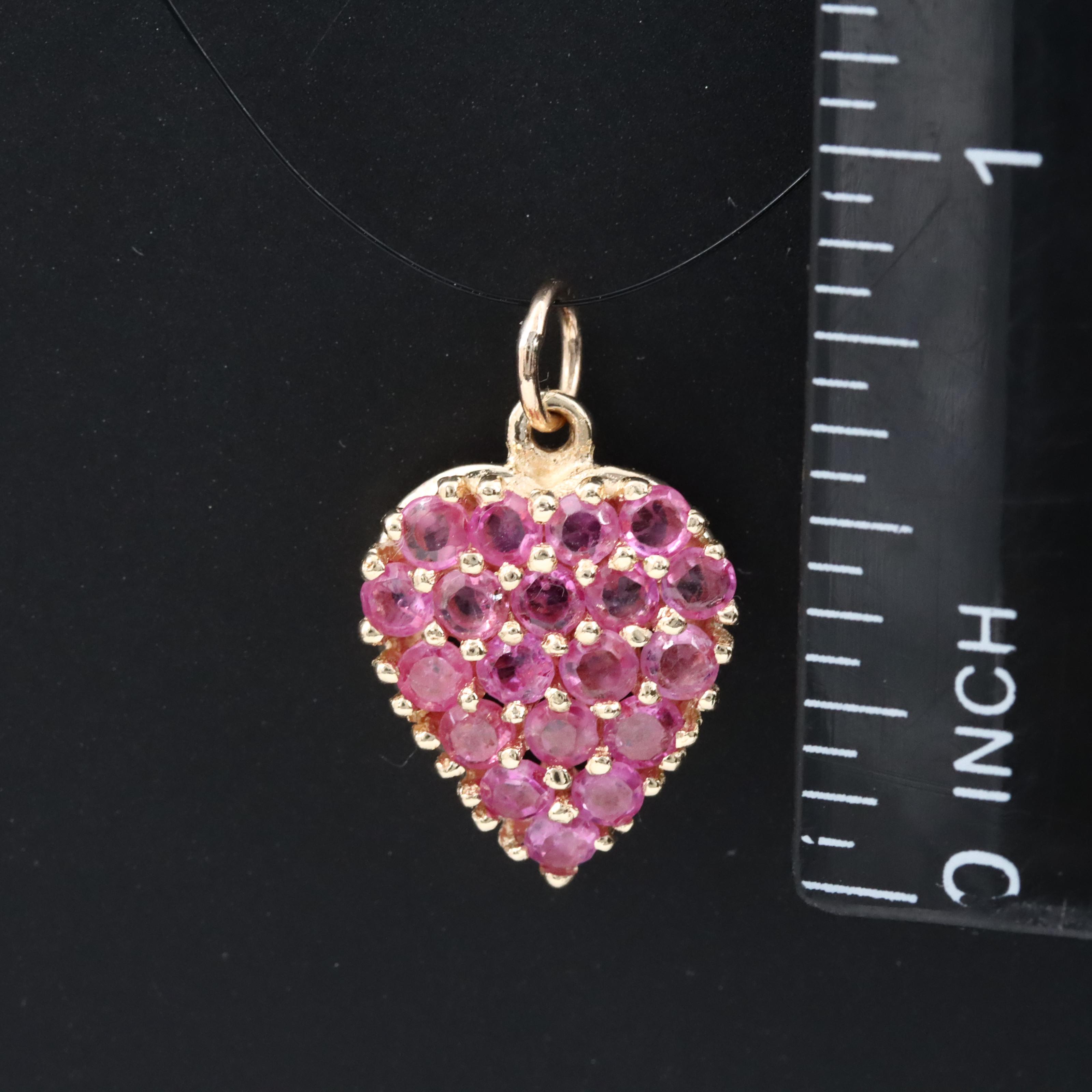 14K Pink Sapphire Heart Pendant