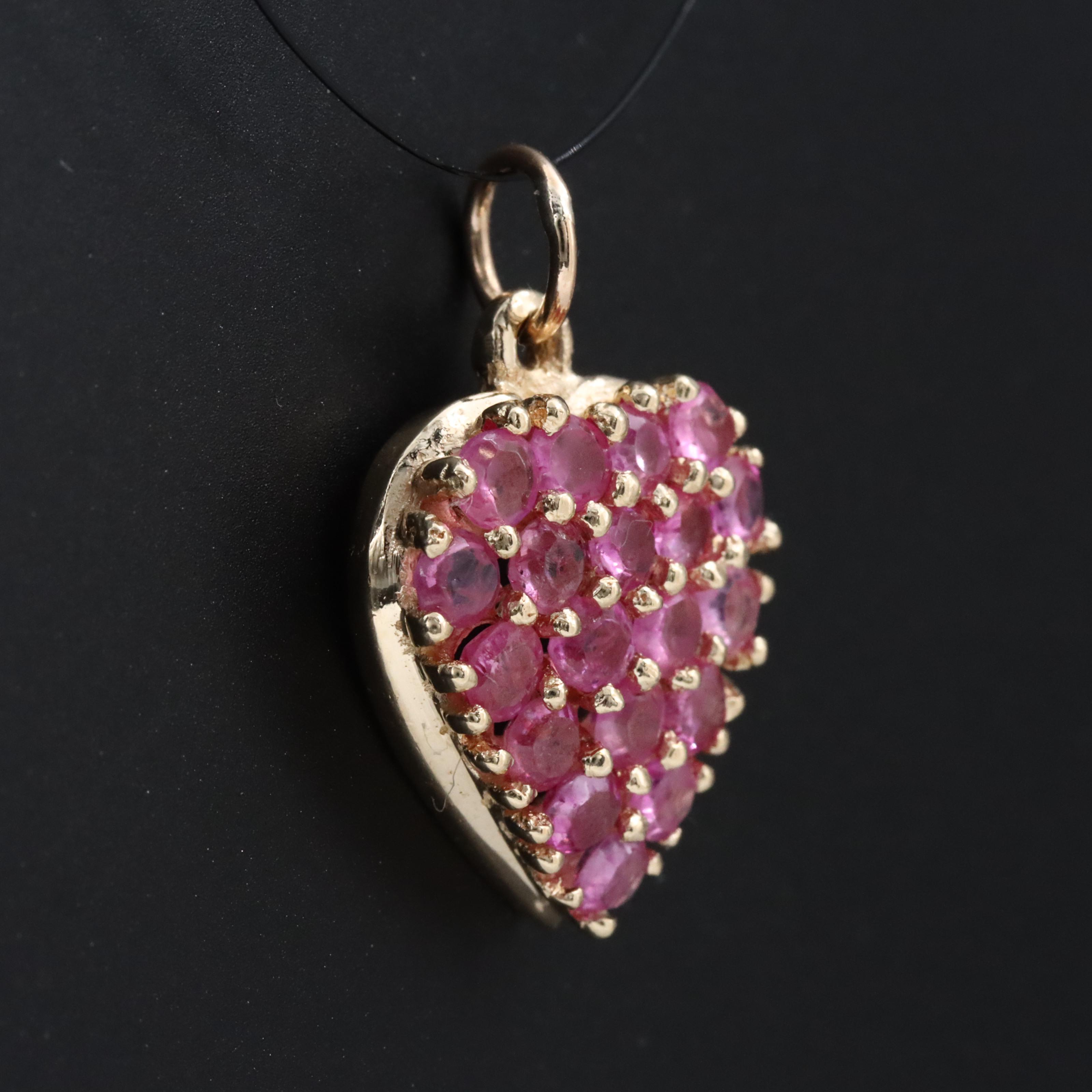 14K Pink Sapphire Heart Pendant