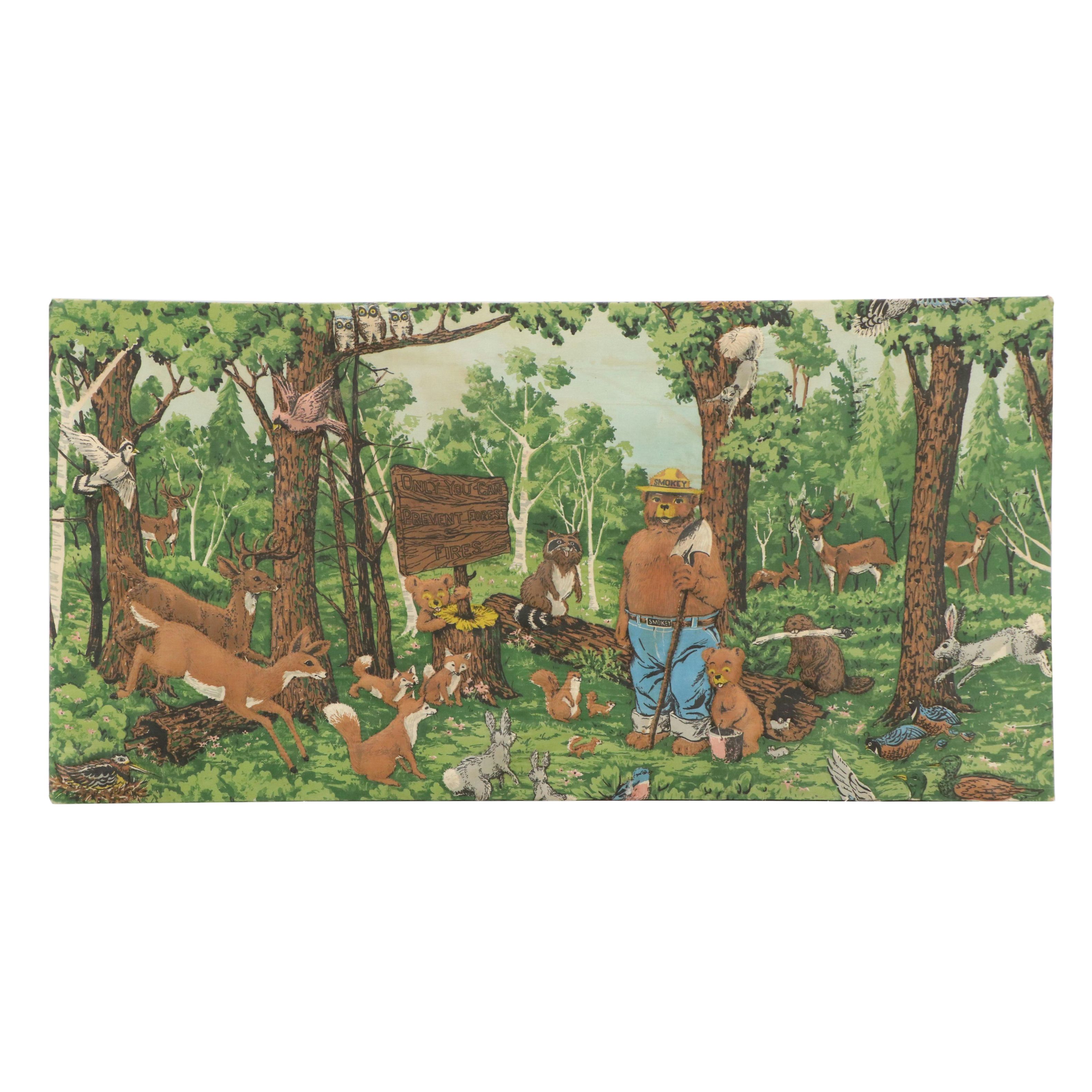 Rudolph Wendelin Smokey Bear Ink Drawing and Other Smokey Bear Memorabilia, 1993