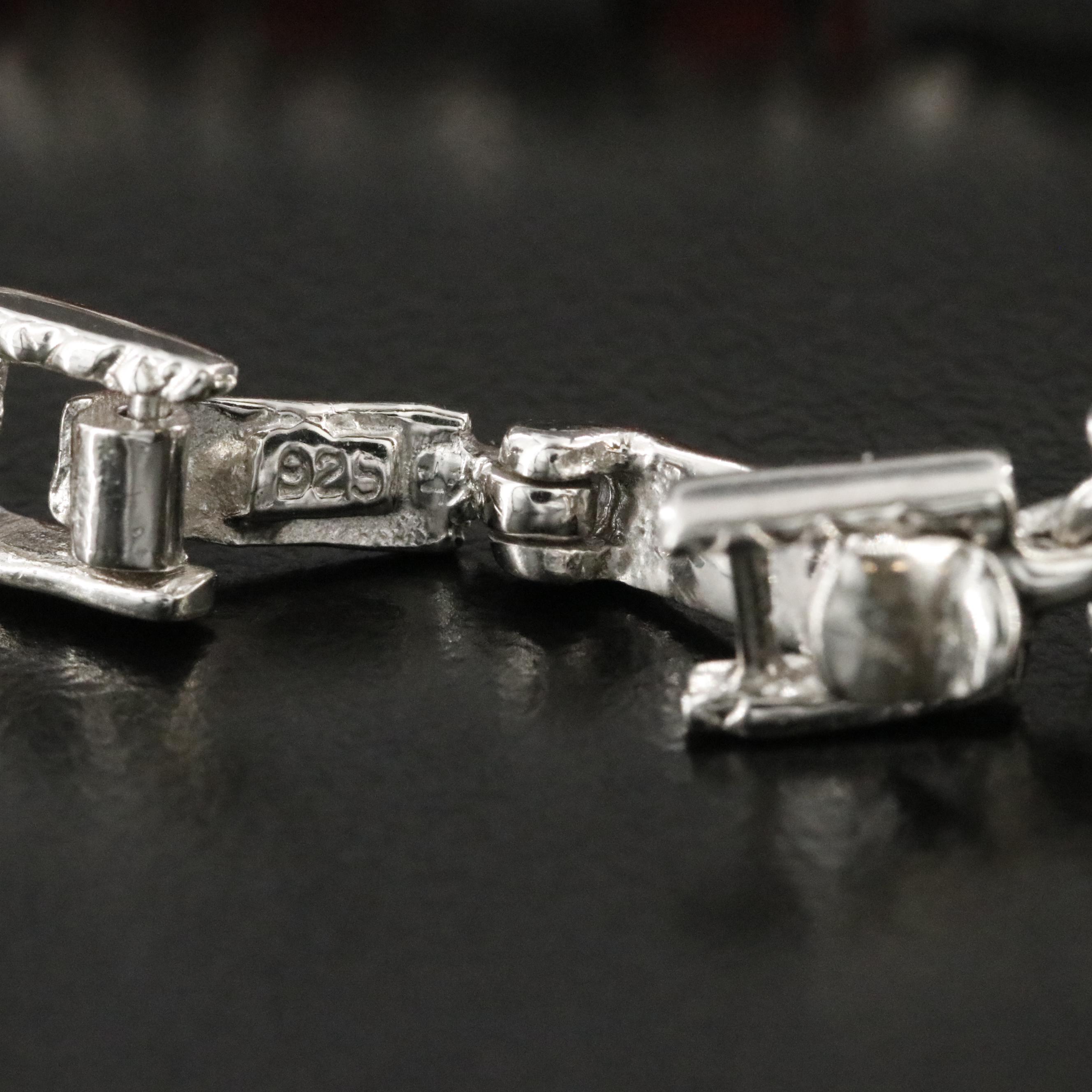 Sterling Fire Opal and Garnet Flower Bracelet