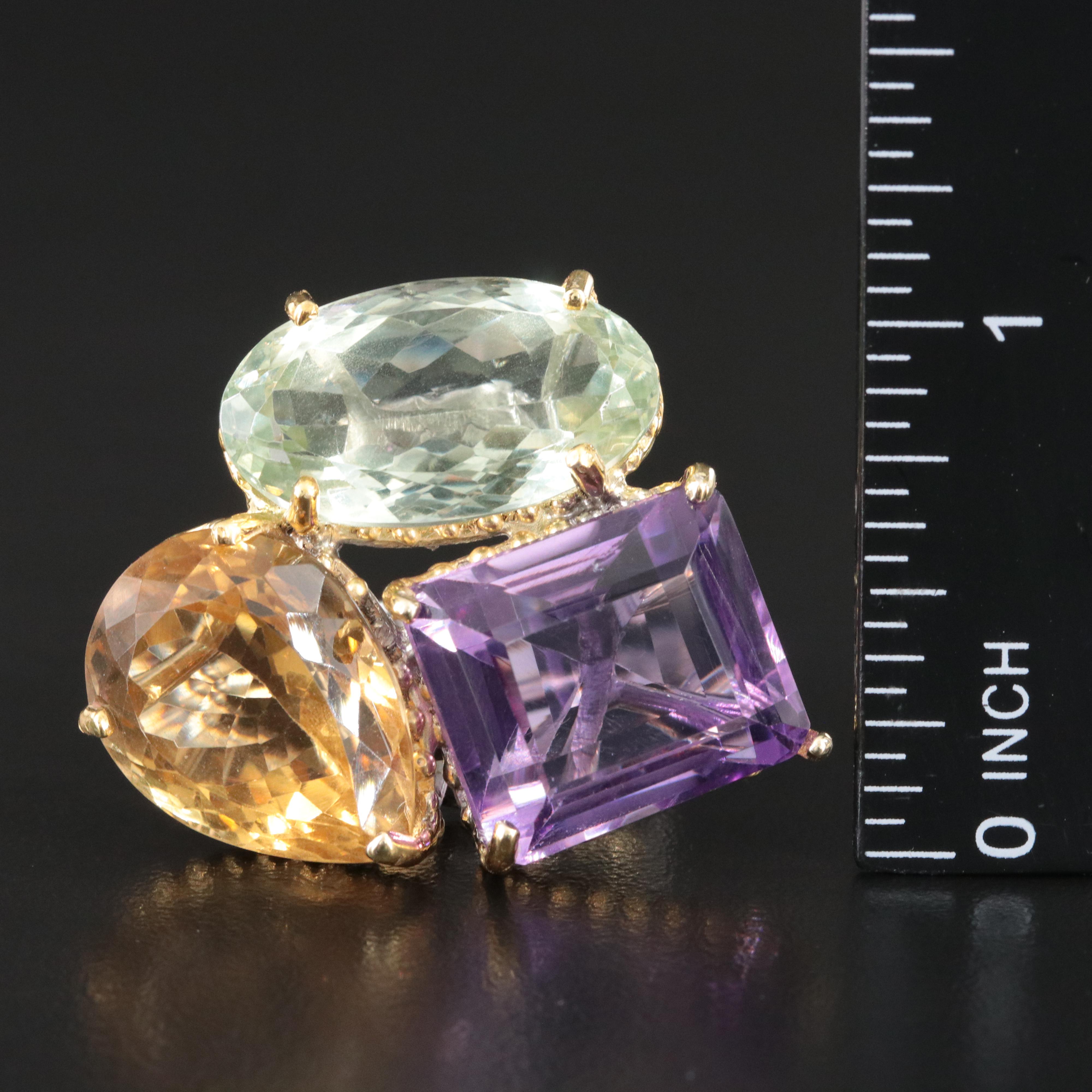 Sterling Gemstone Cluster Ring