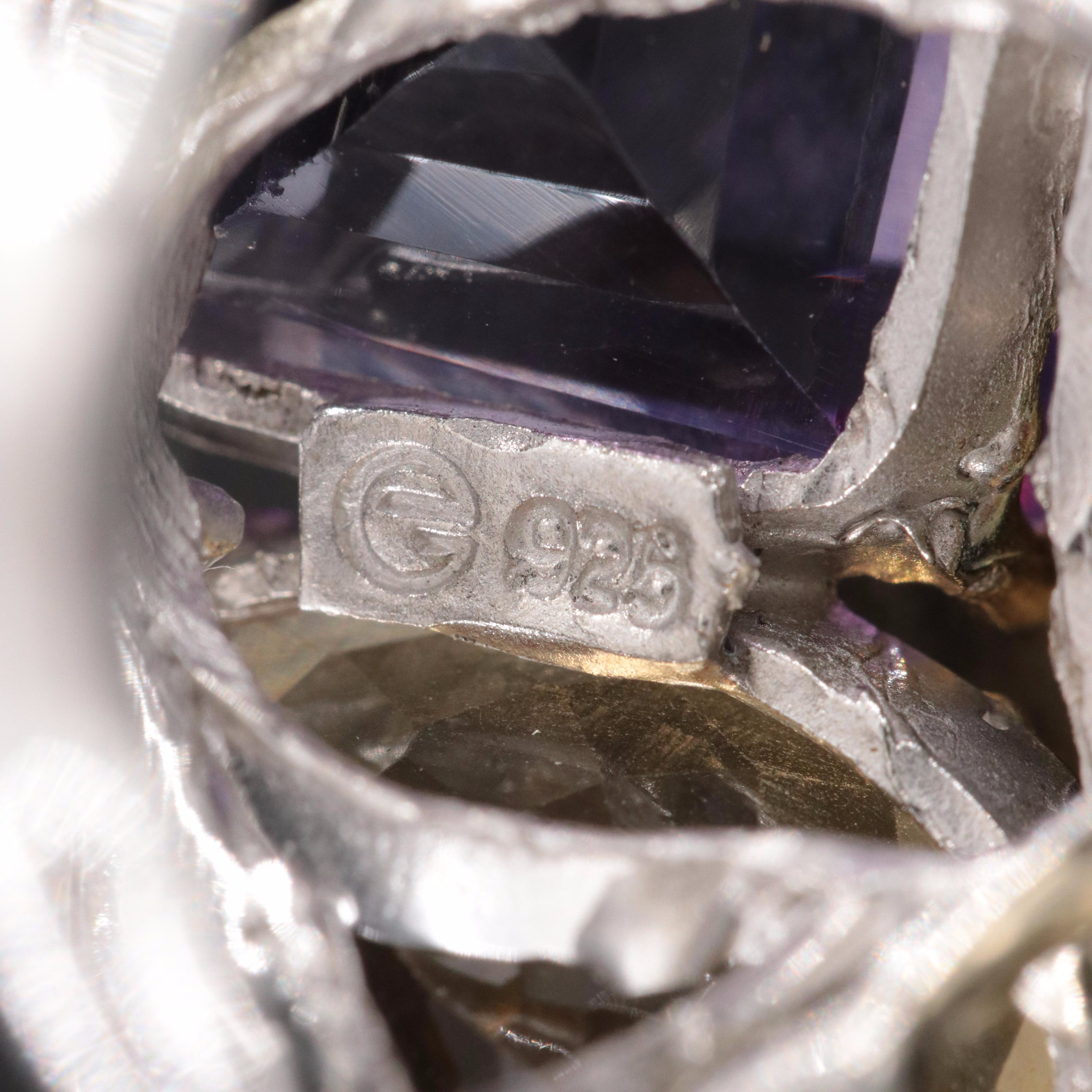 Sterling Gemstone Cluster Ring