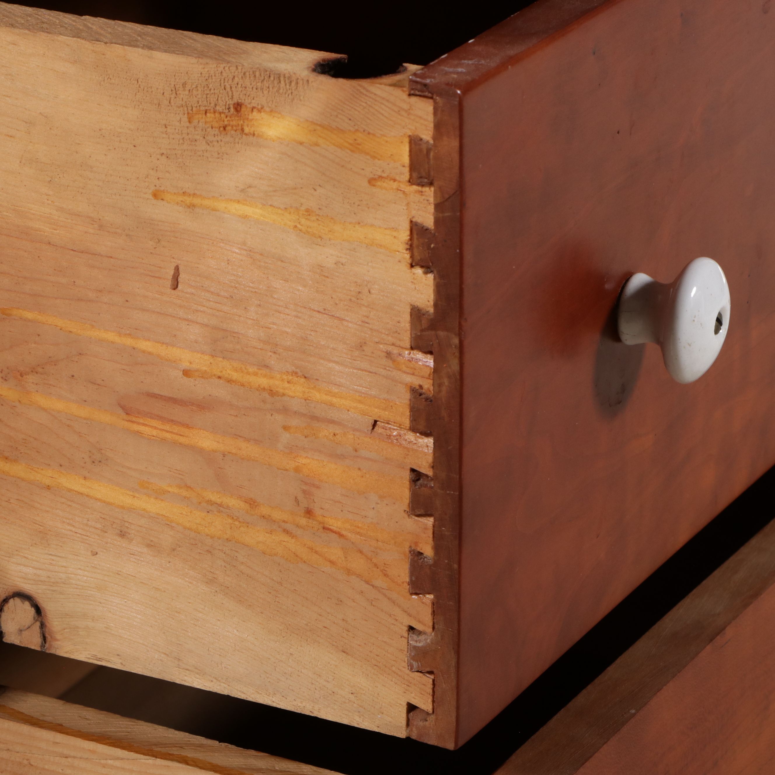 Twelve-Drawer Cherry and Mahogany Dental Cabinet with Draw Leaf