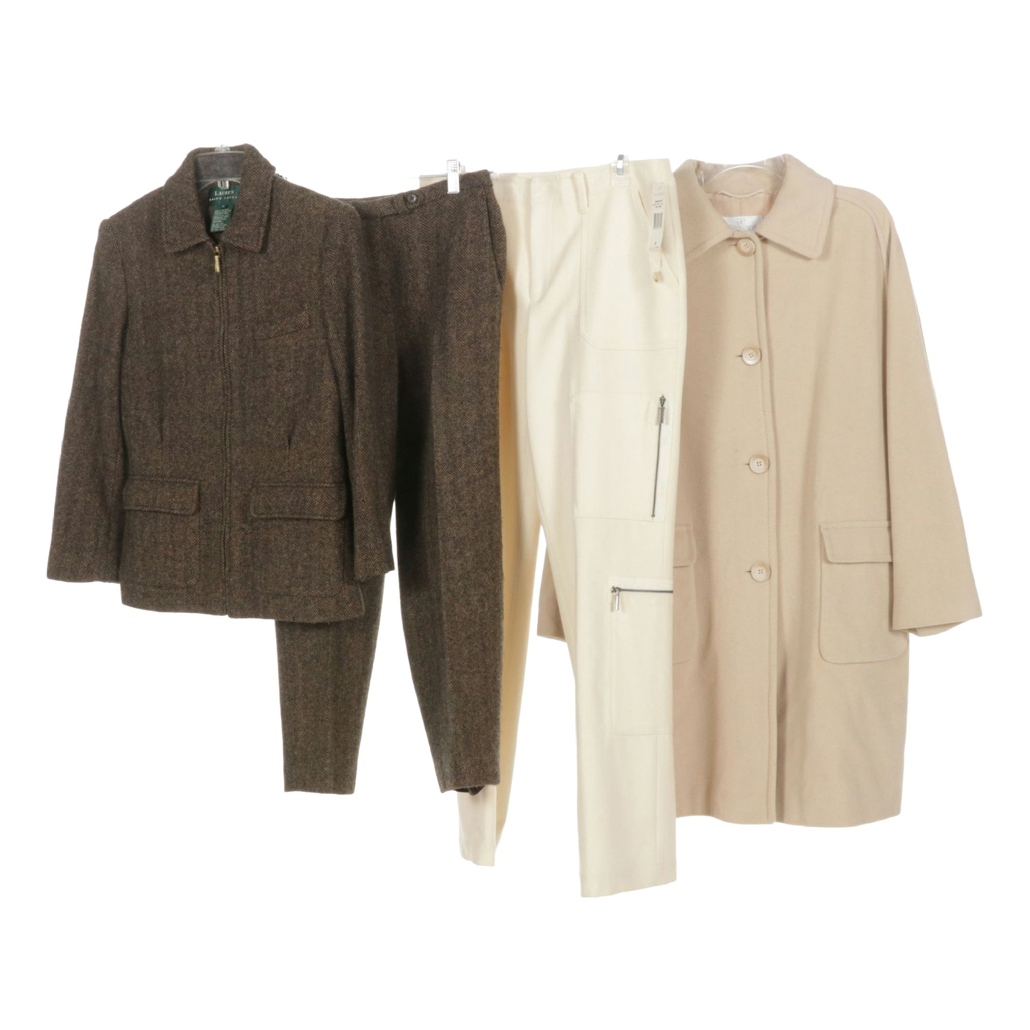 Lauren Ralph Lauren Wool Herringbone Tweed Suit with Creme Wool Peacoat and More