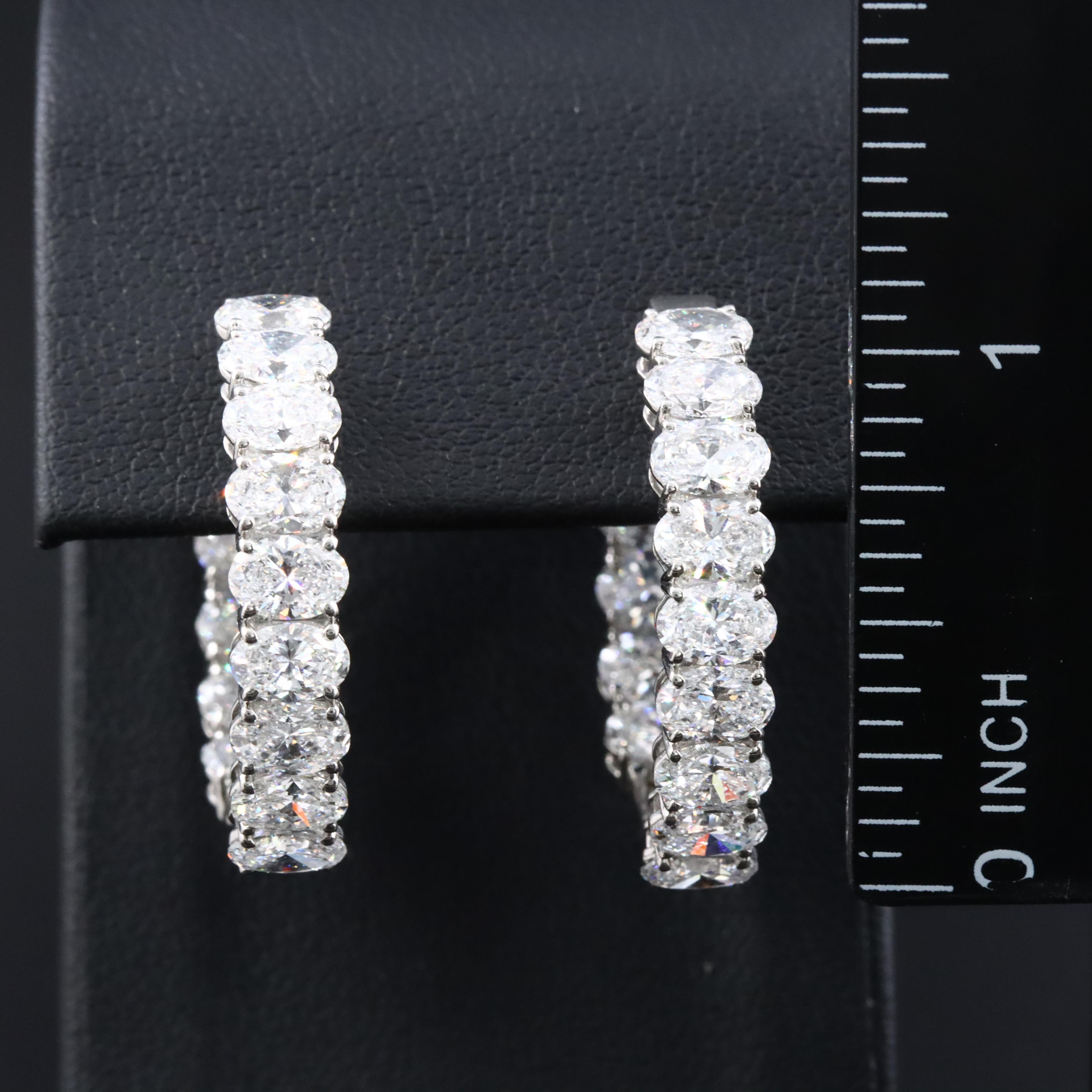 Platinum 10.80 CTW Lab Grown Diamond Inside Out Hoop Earrings