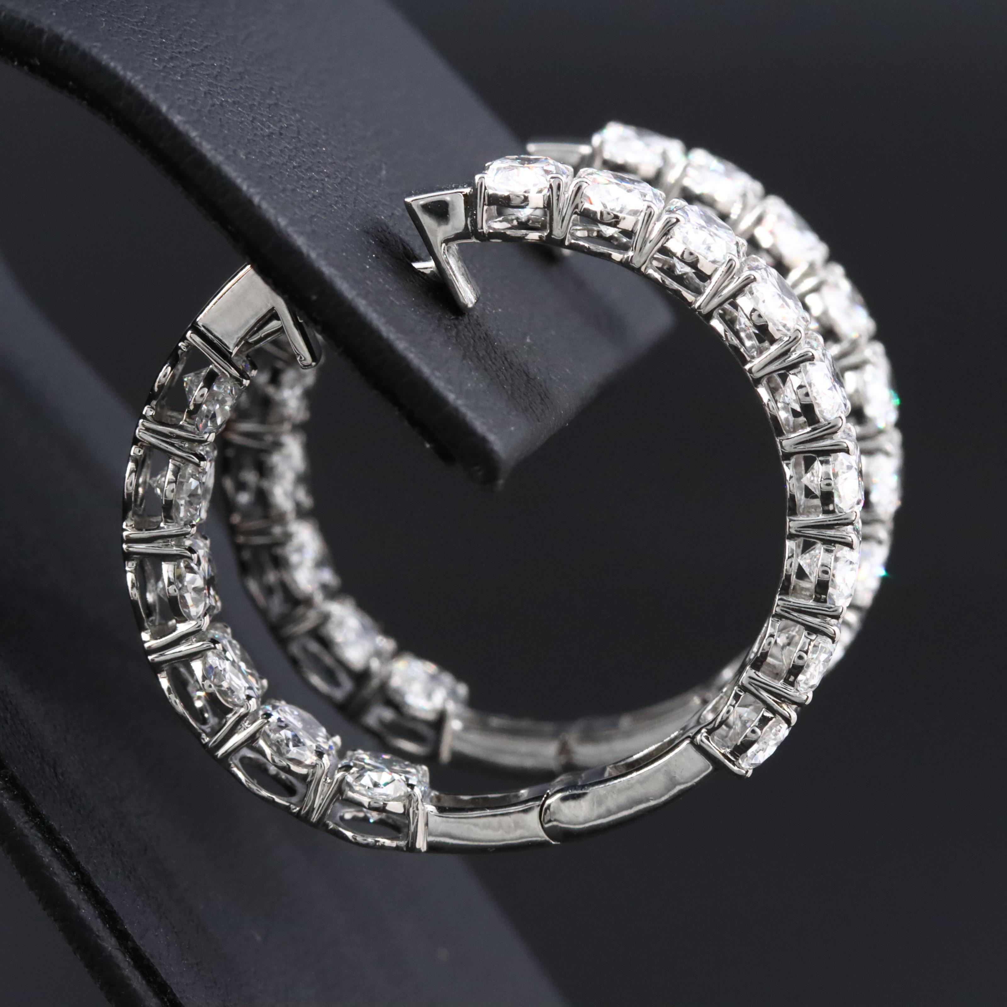 Platinum 10.80 CTW Lab Grown Diamond Inside Out Hoop Earrings