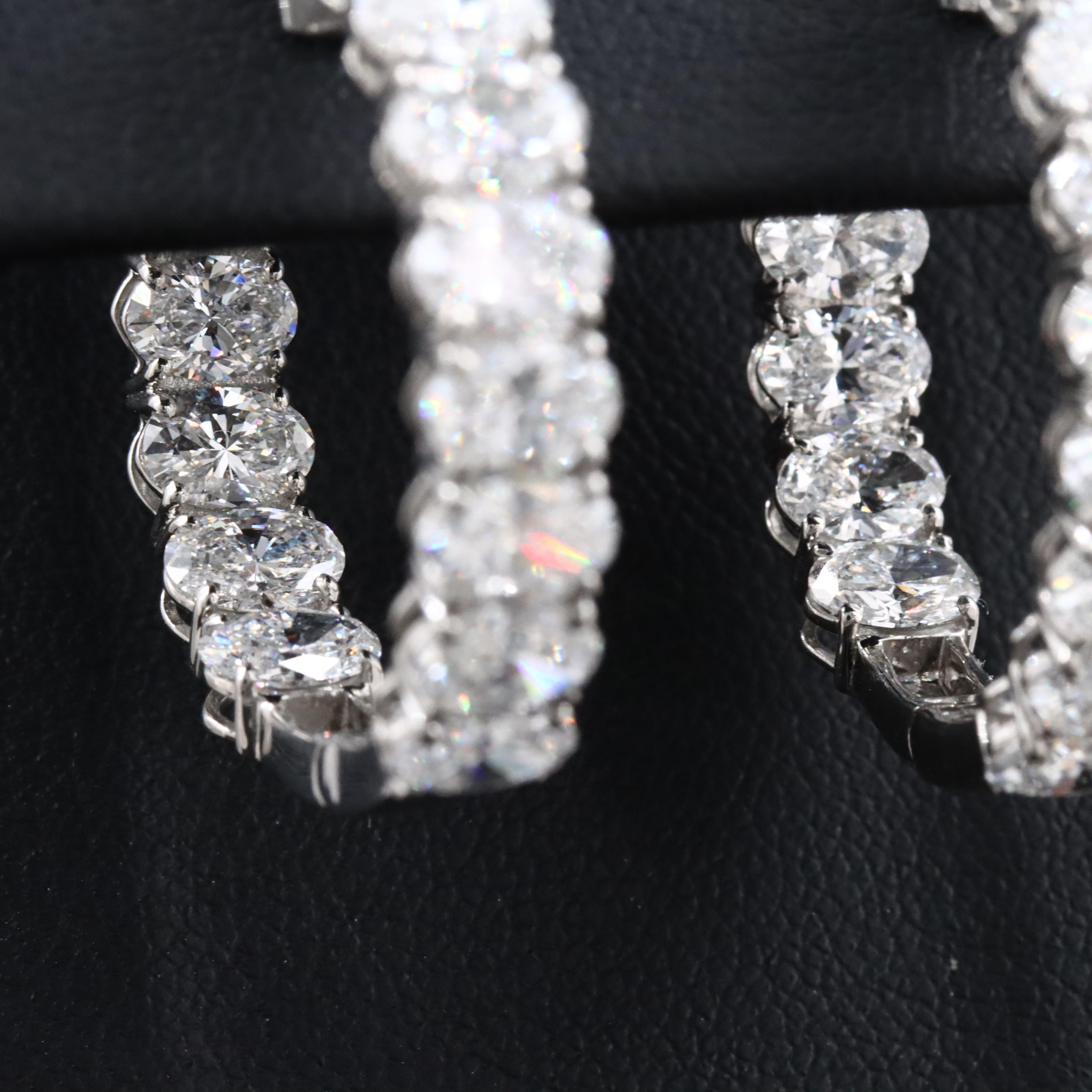 Platinum 10.80 CTW Lab Grown Diamond Inside Out Hoop Earrings