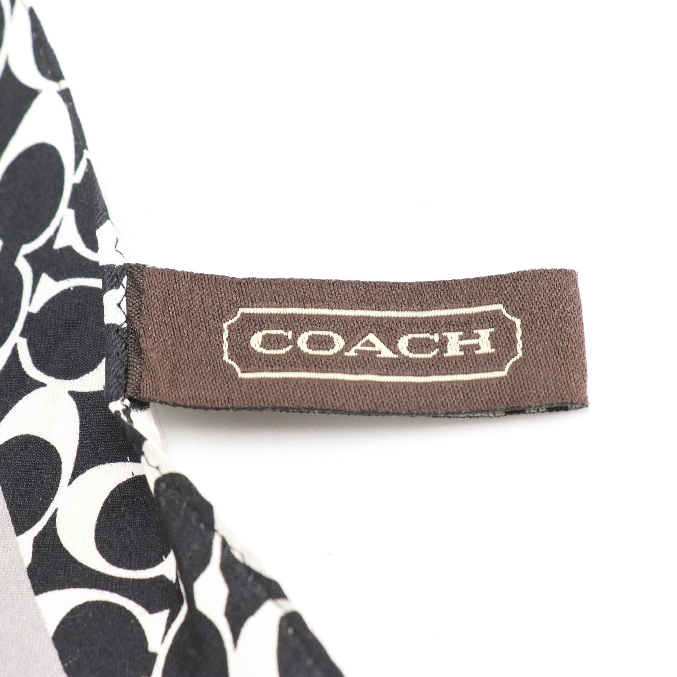 Coach B&W Signature Print Silk Scarf