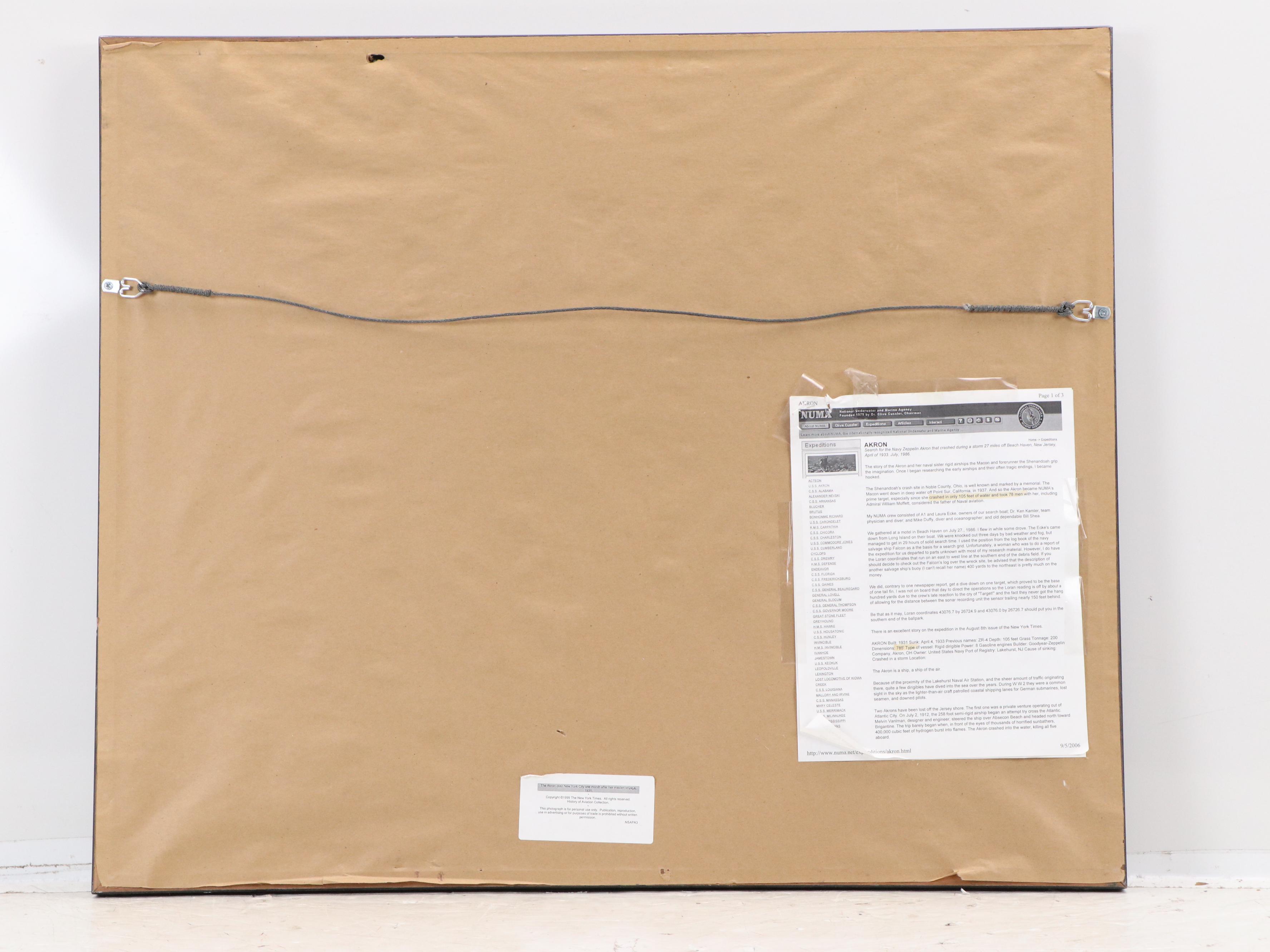 The New York Times Digital Photograph "The Akron over New York City," 1999