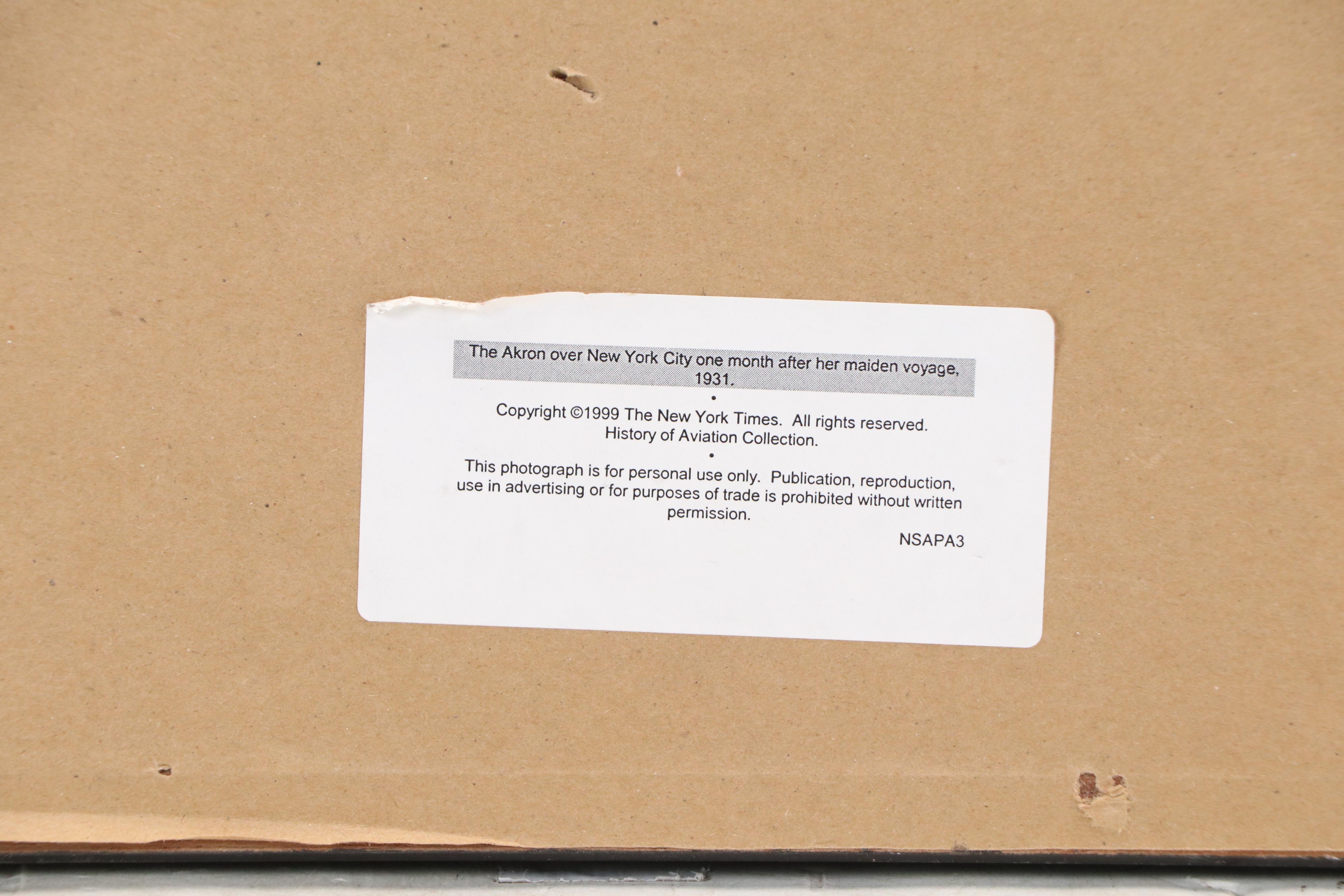 The New York Times Digital Photograph "The Akron over New York City," 1999