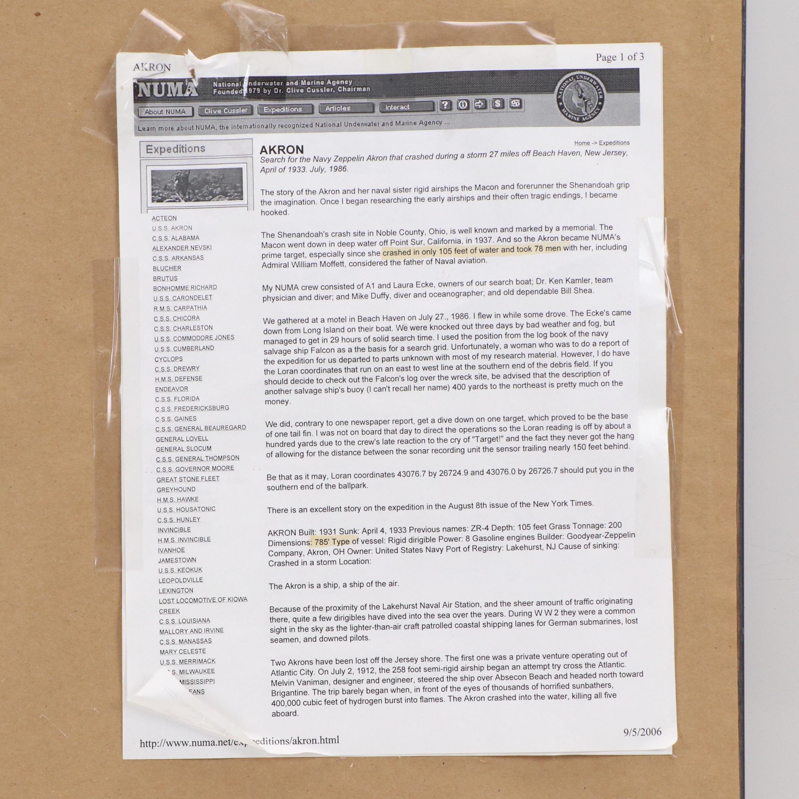 The New York Times Digital Photograph "The Akron over New York City," 1999