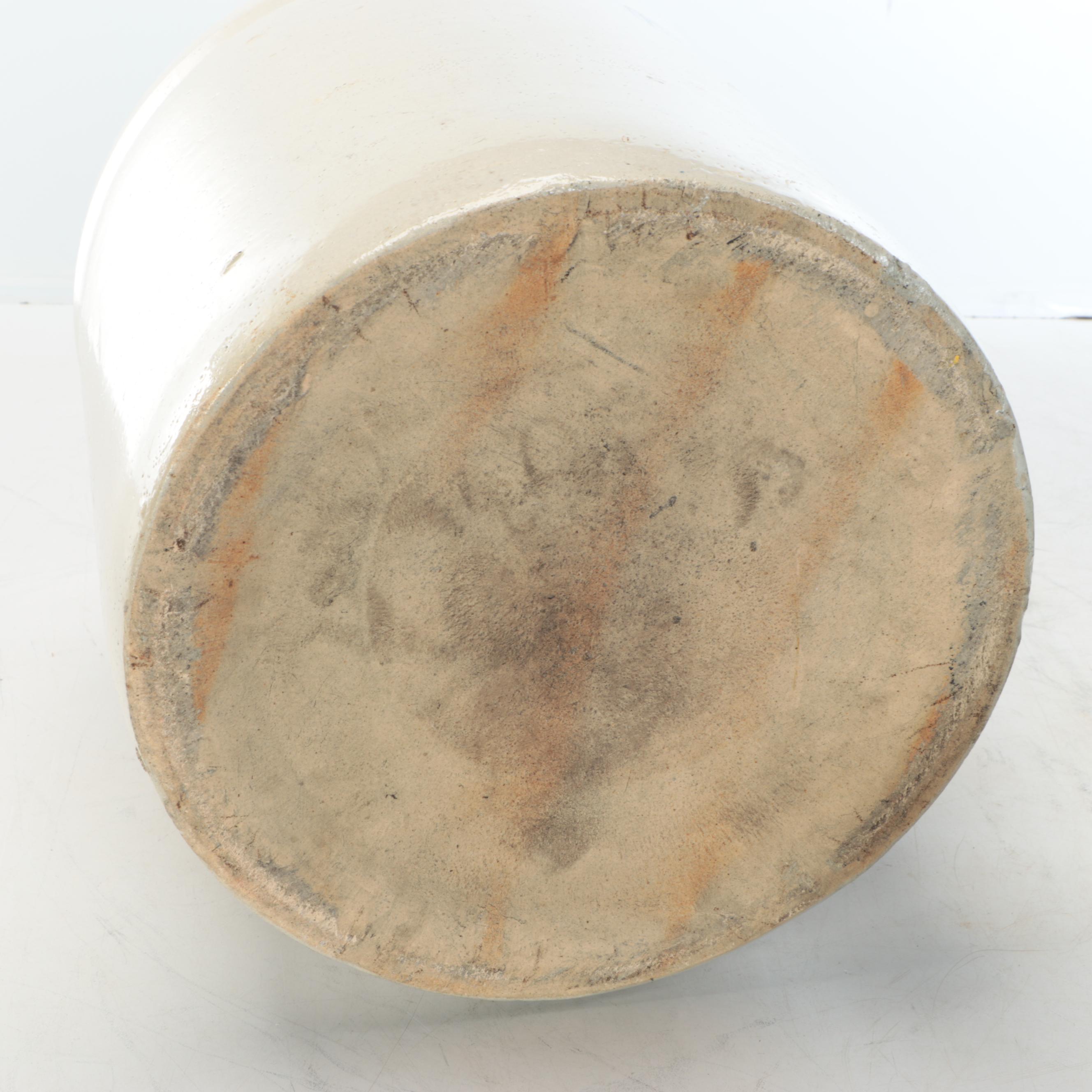 American Salt Glazed Stoneware Crock and Churn with Brown Glazed Jug