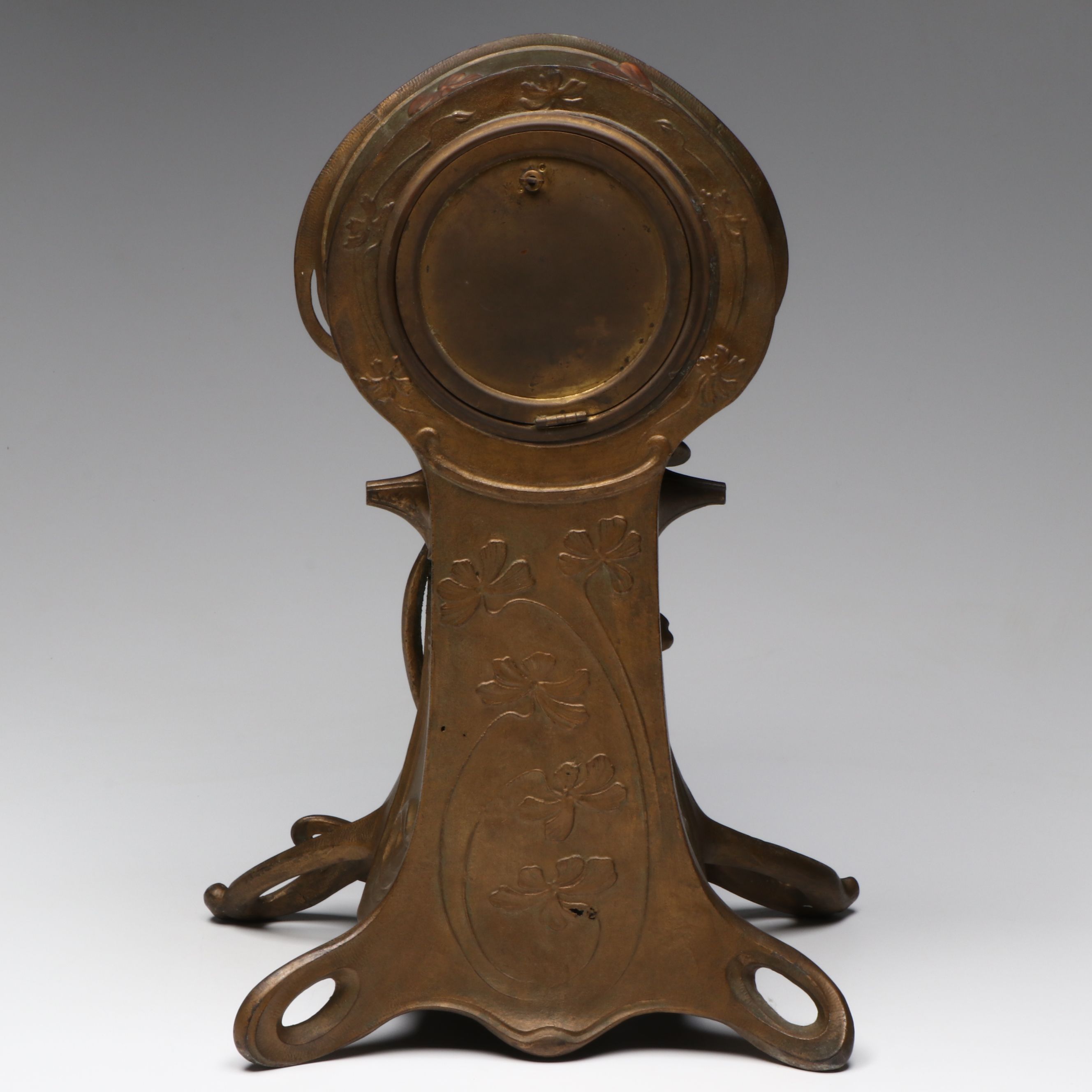 Art Nouveau Ansonia Polychrome Metal Mantel Clock