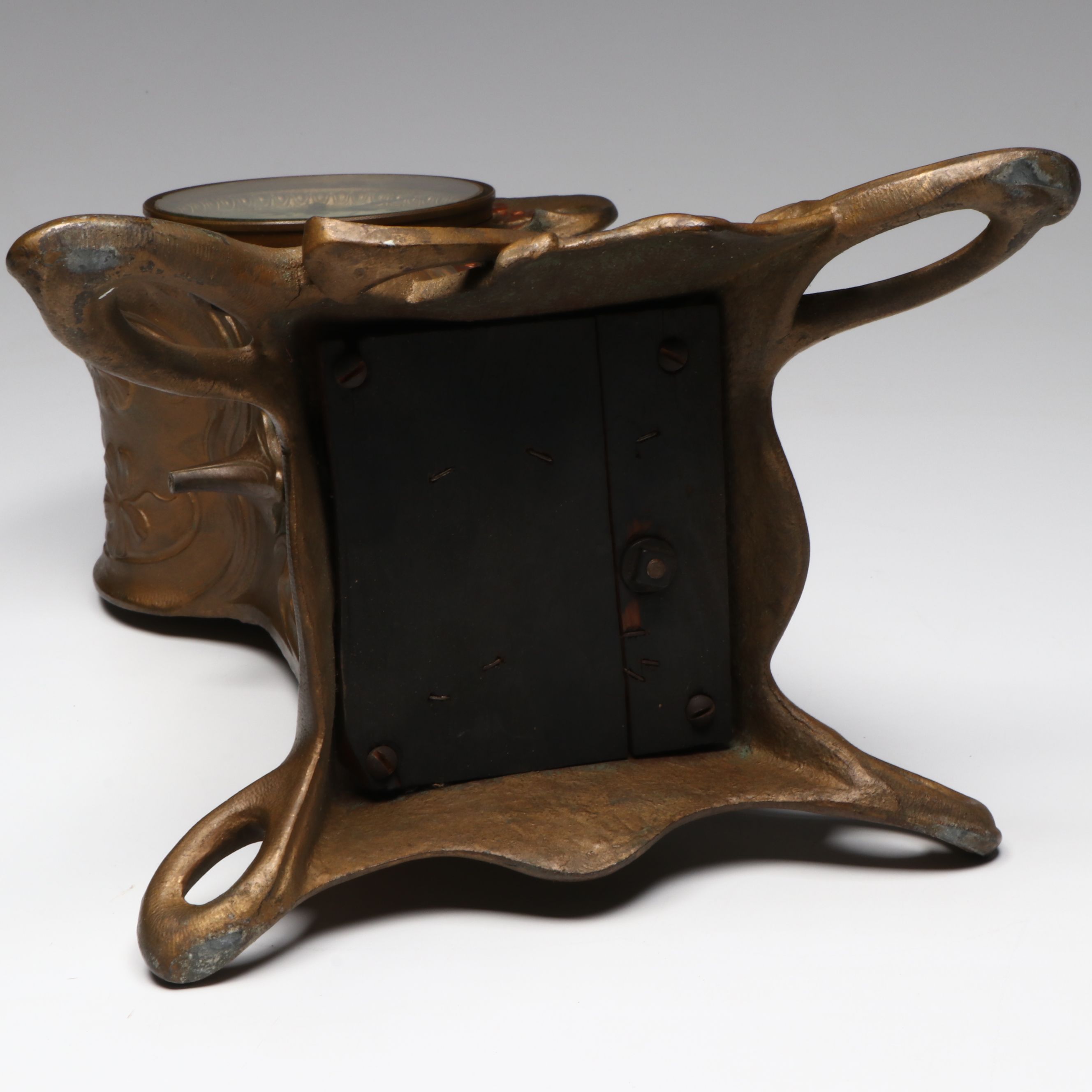 Art Nouveau Ansonia Polychrome Metal Mantel Clock