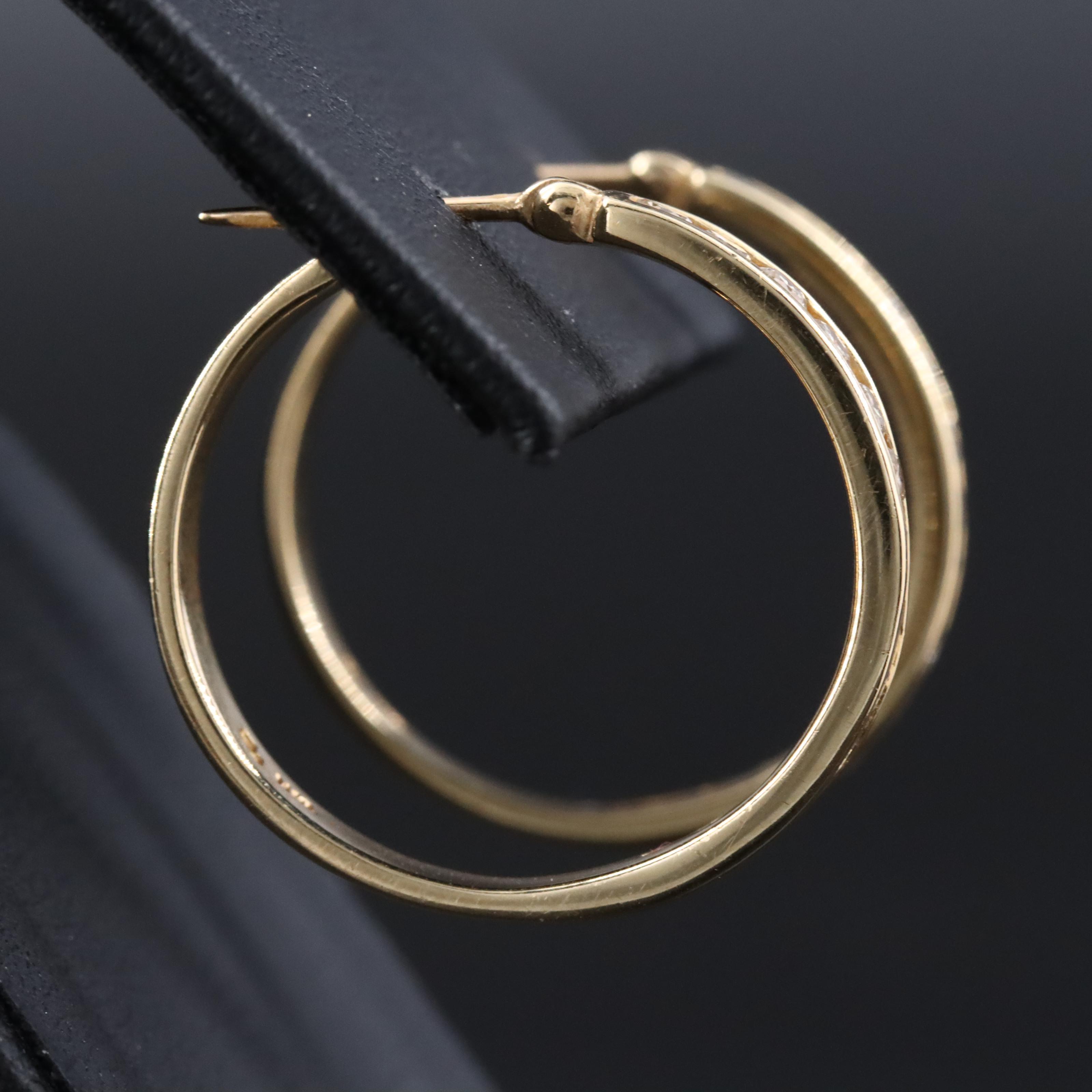 14K 1.00 CTW Diamond Hoop Earrings