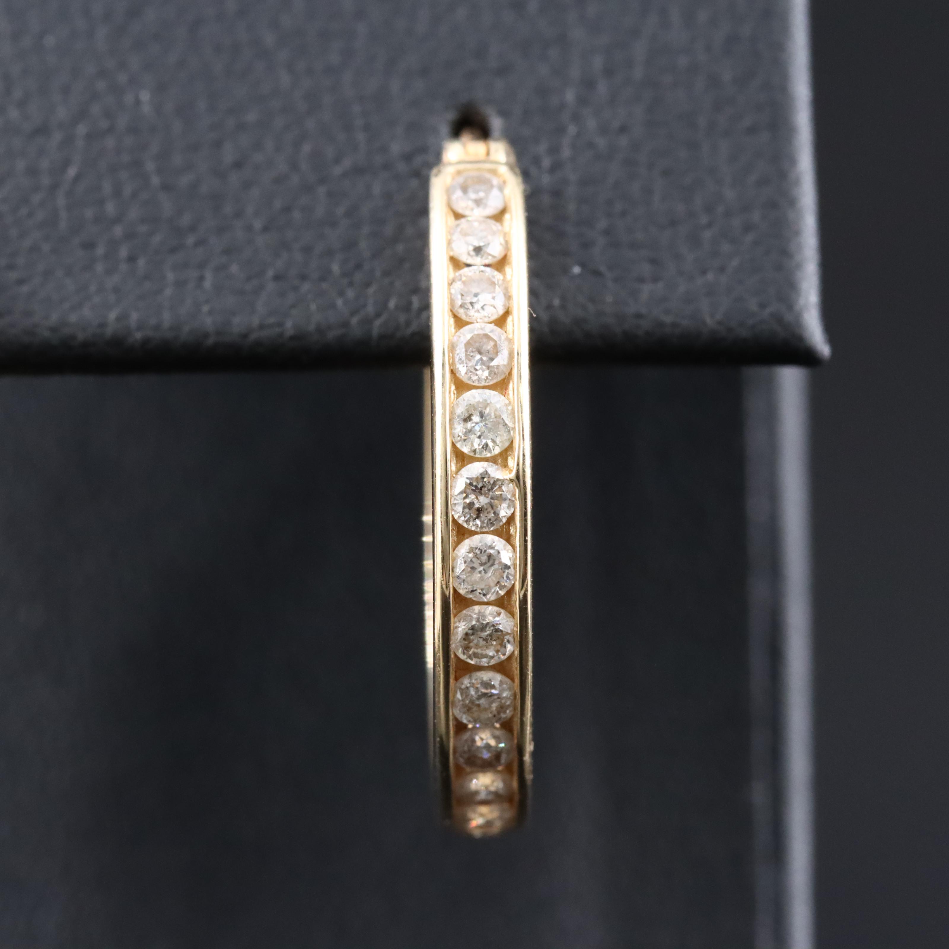 14K 1.00 CTW Diamond Hoop Earrings