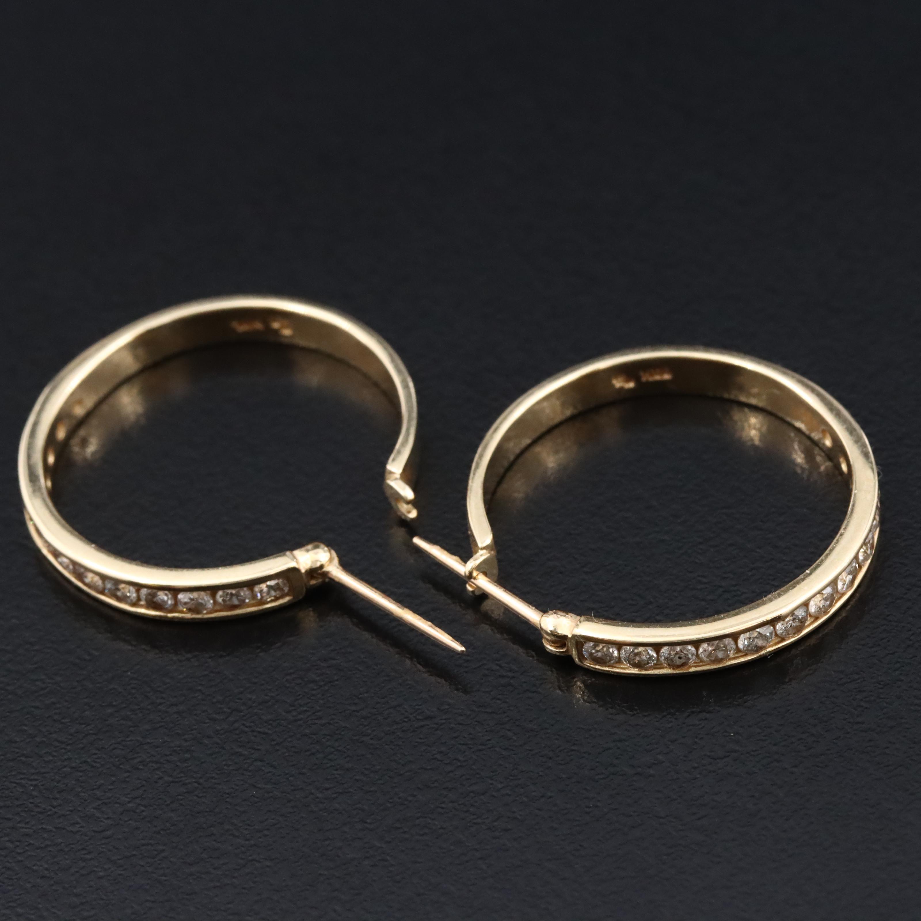 14K 1.00 CTW Diamond Hoop Earrings