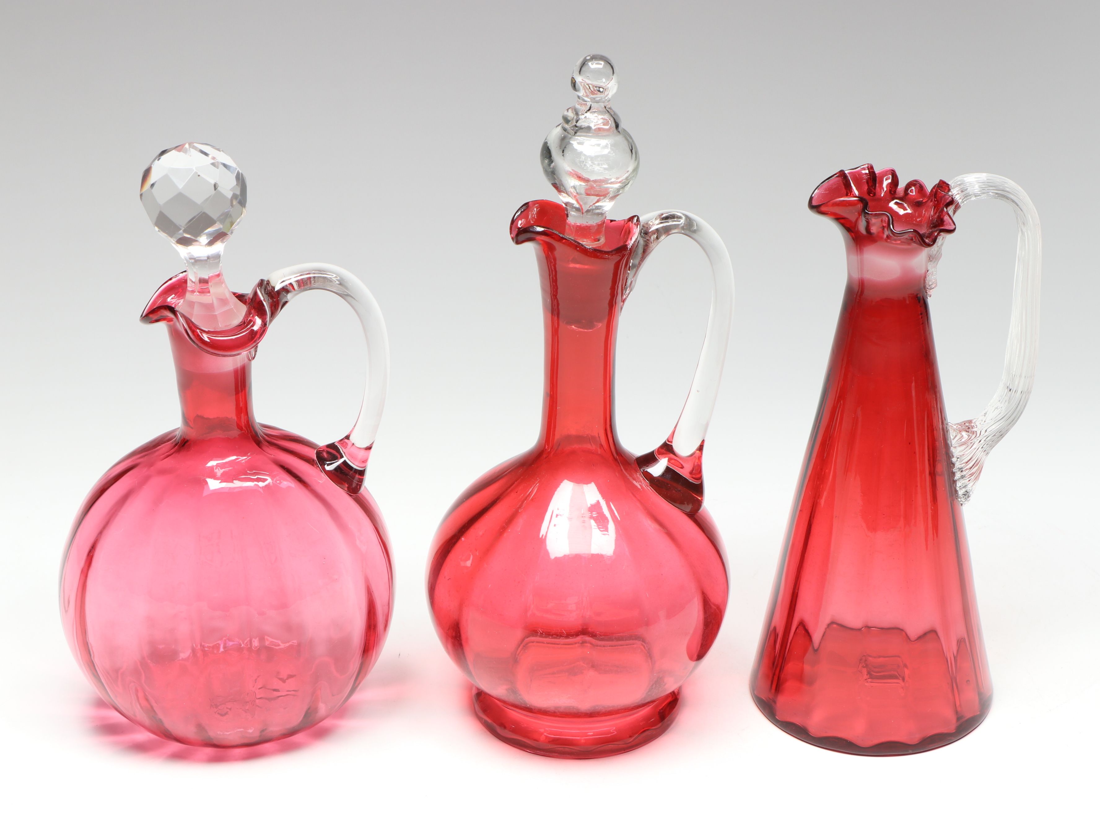 Henry Bourne Sterling and Cranberry Glass Vase with More Table Accessories