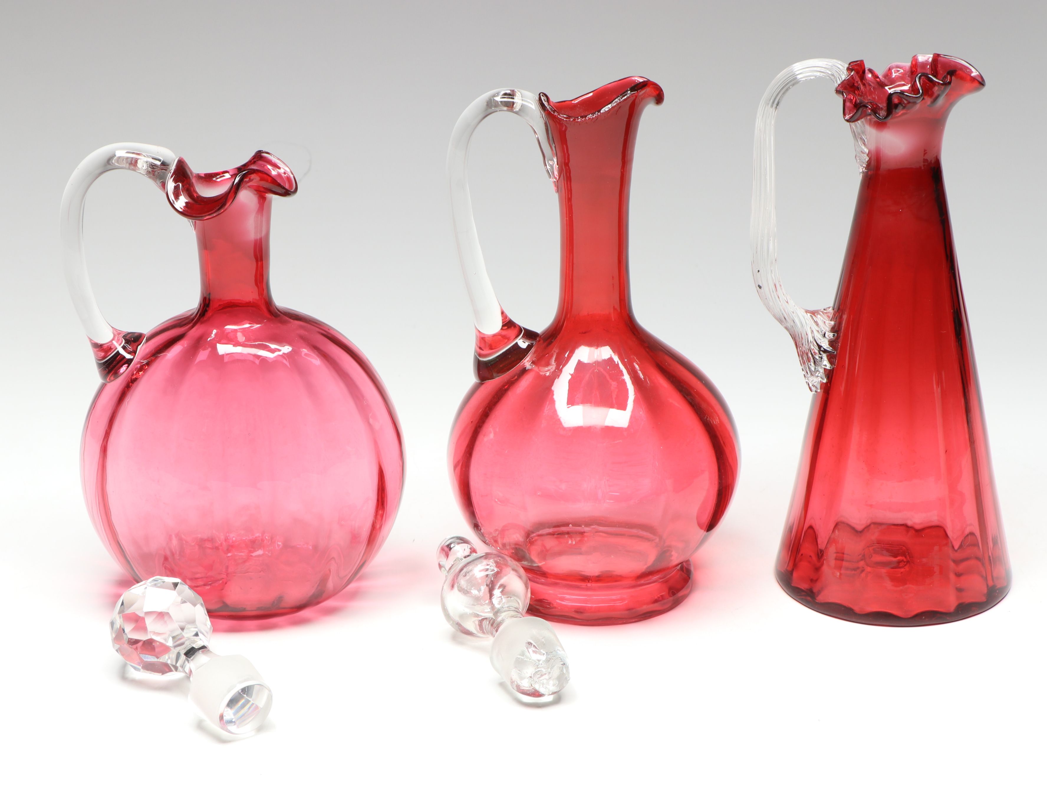Henry Bourne Sterling and Cranberry Glass Vase with More Table Accessories