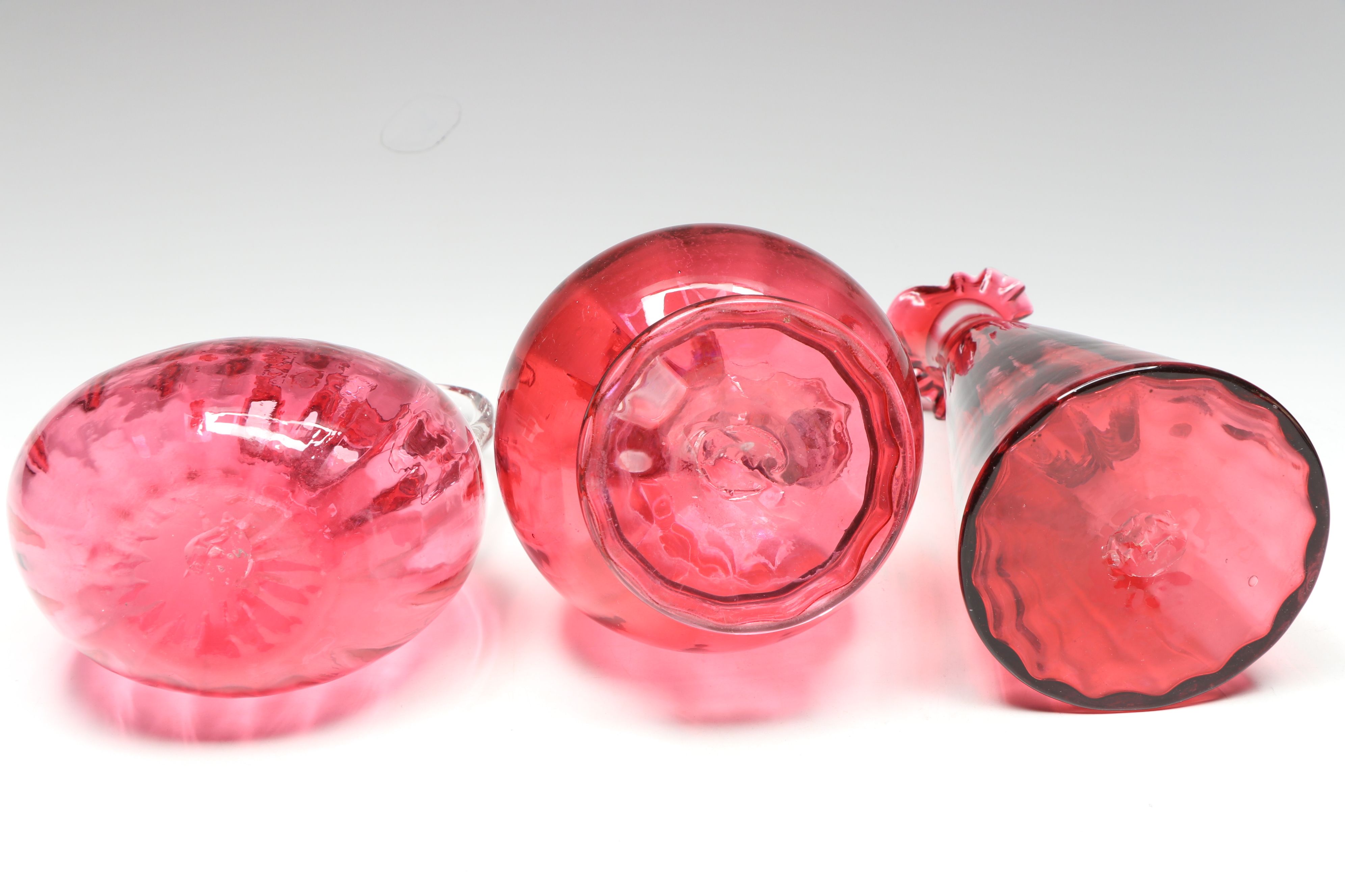 Henry Bourne Sterling and Cranberry Glass Vase with More Table Accessories