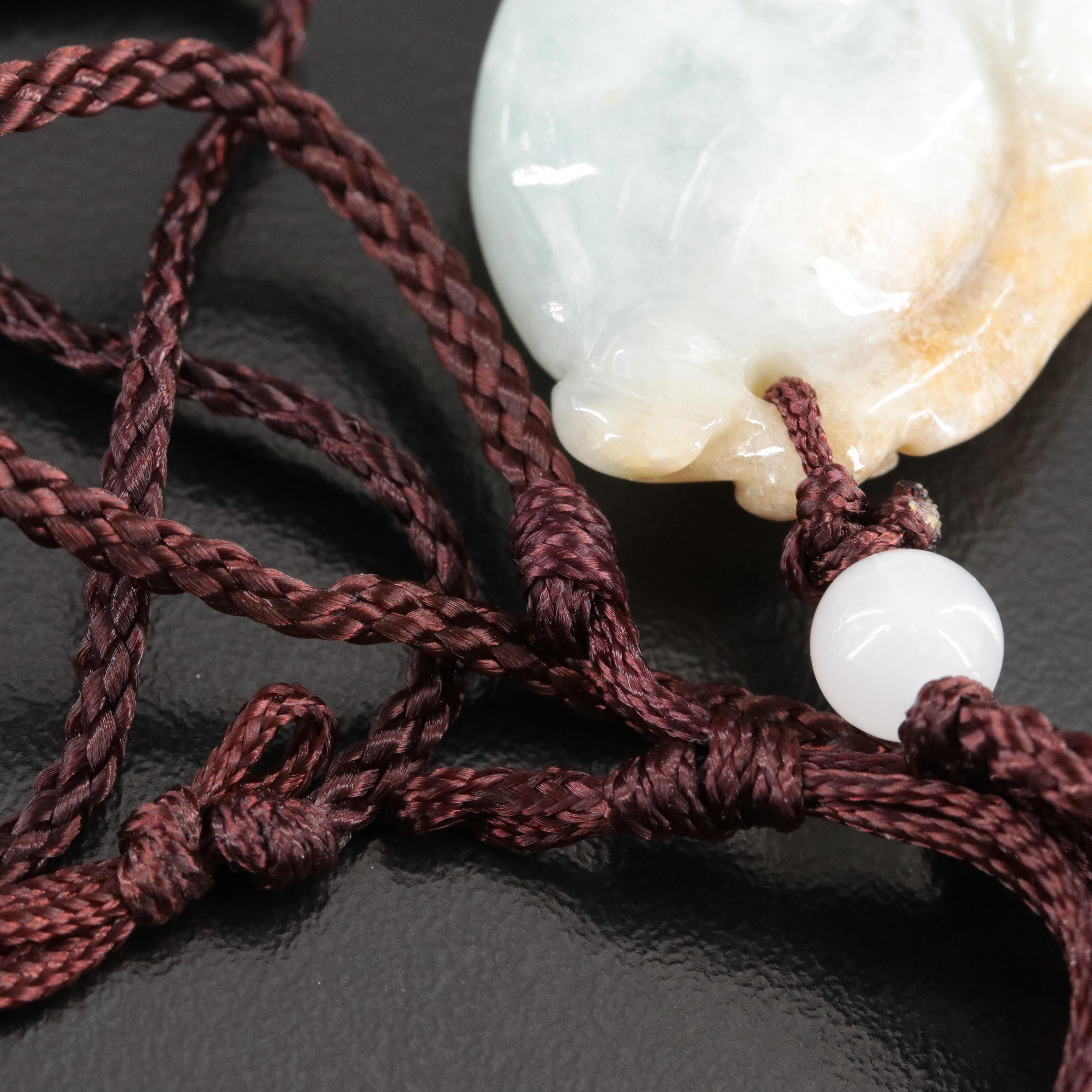 Jadeite Gourd and Dragon Pendant Necklaces with Glass Bead Accents