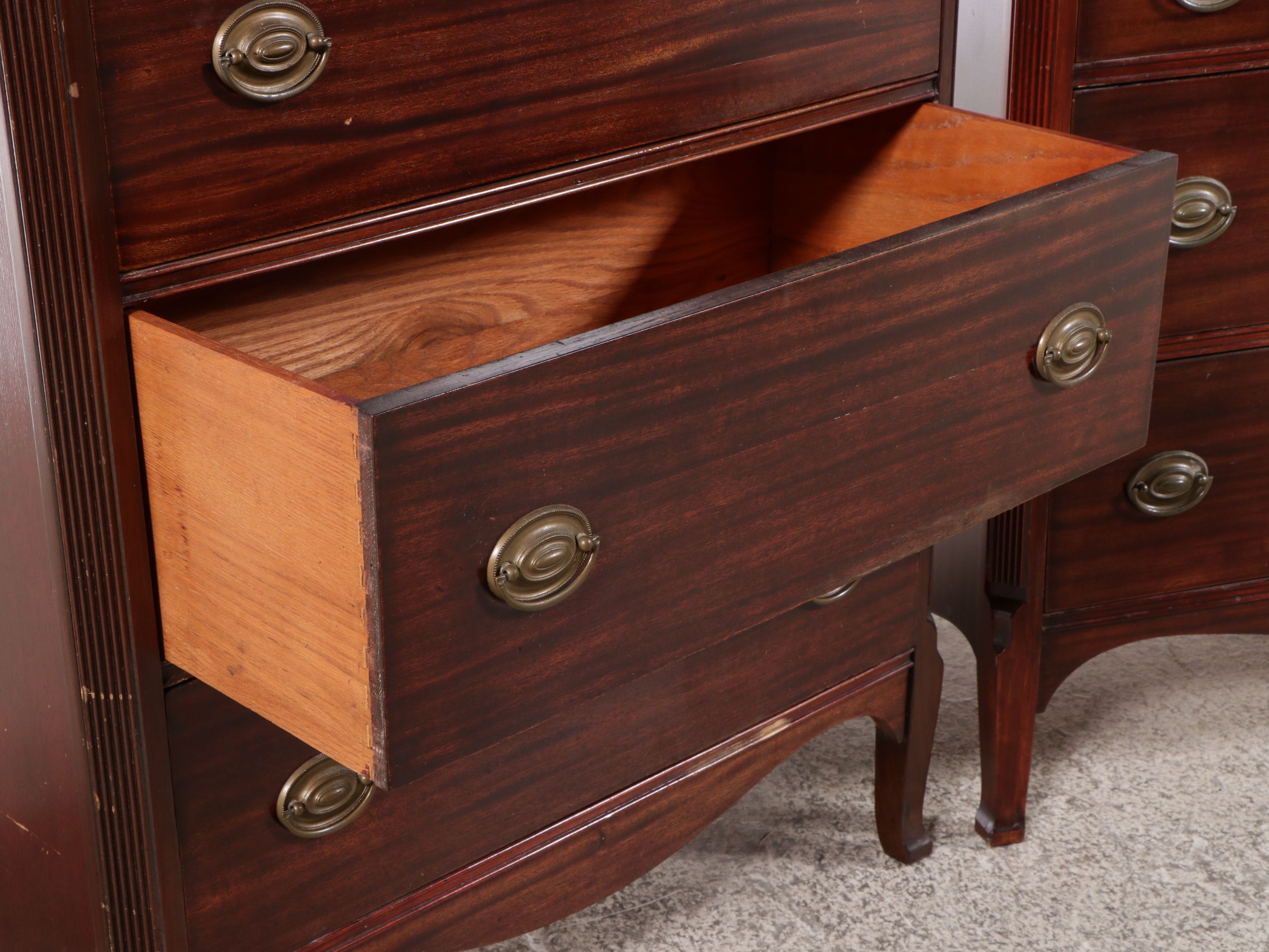 Hepplewhite Style Mahogany Chests of Drawers with Nightstand