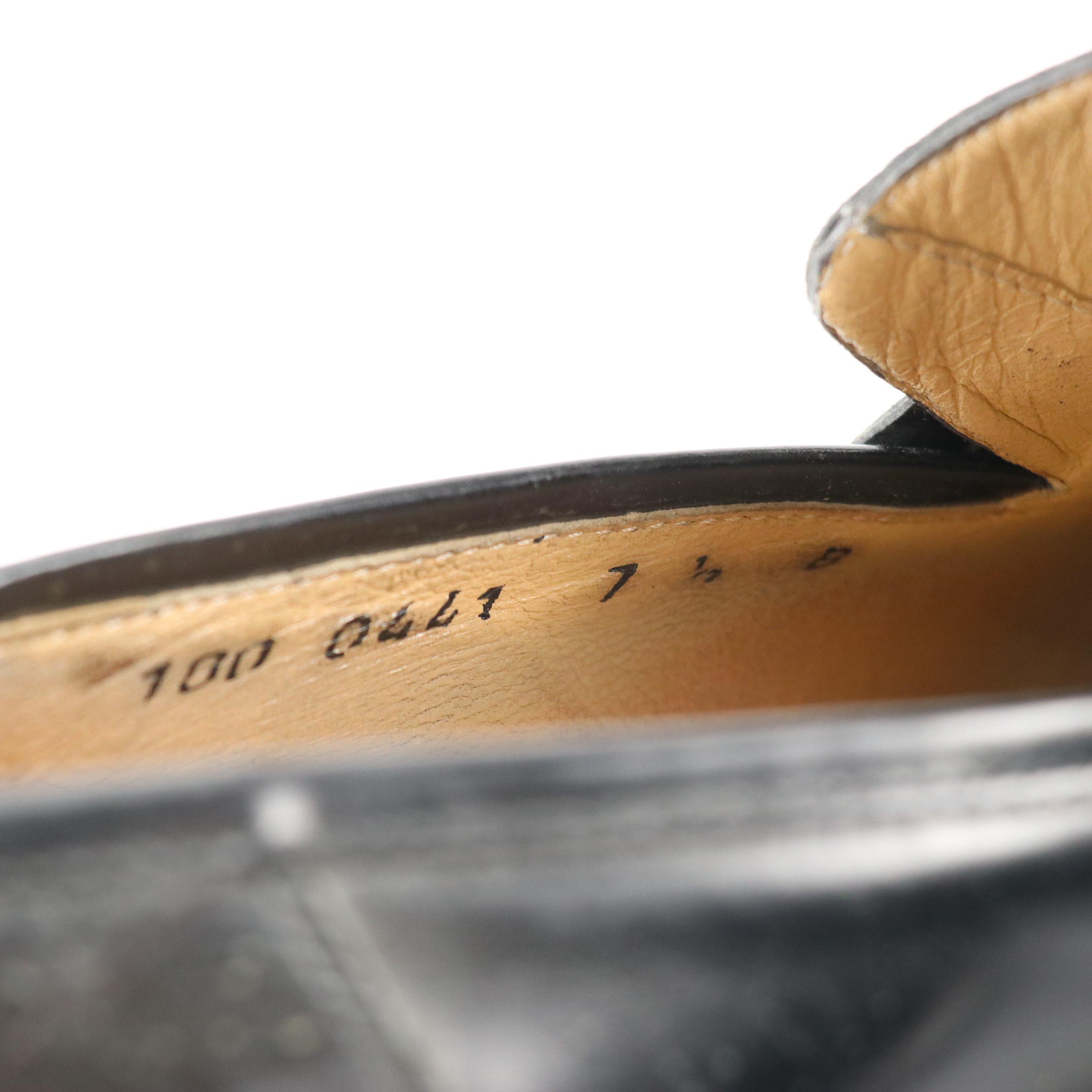 Gucci Vintage Black Leather Horsebit Heeled Loafers and Square-Toe Shoes