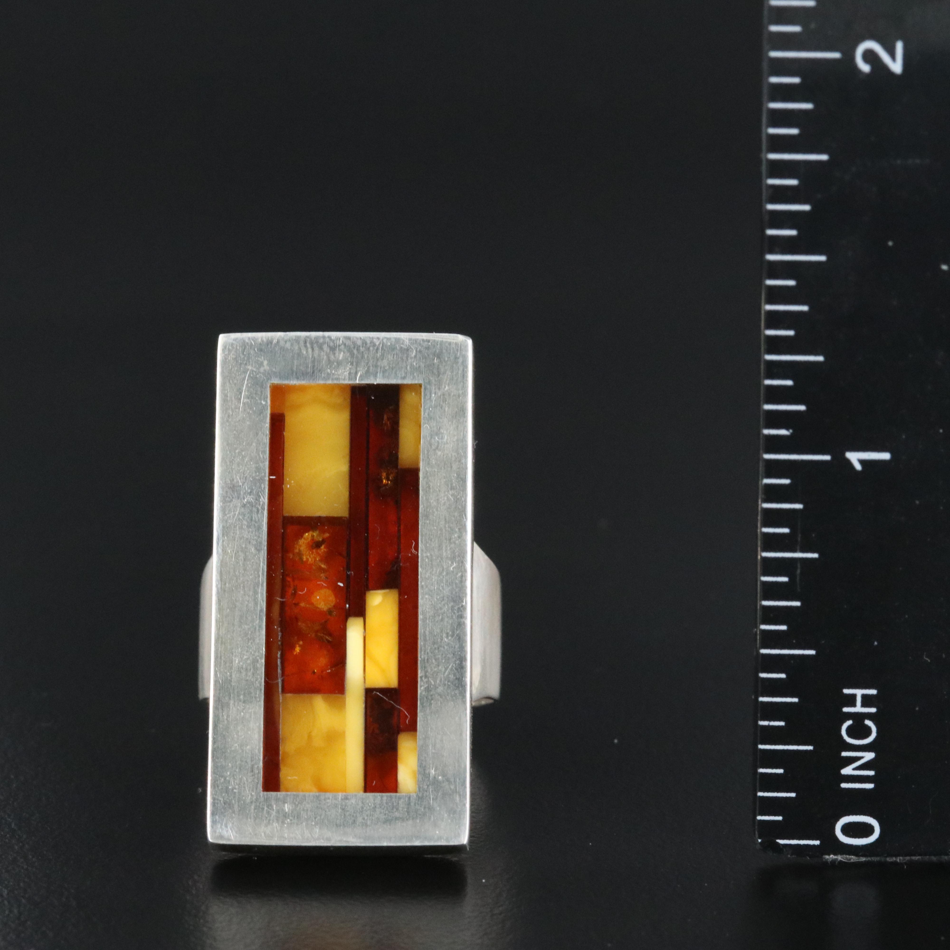 Polish Sterling Amber Mosaic Ring