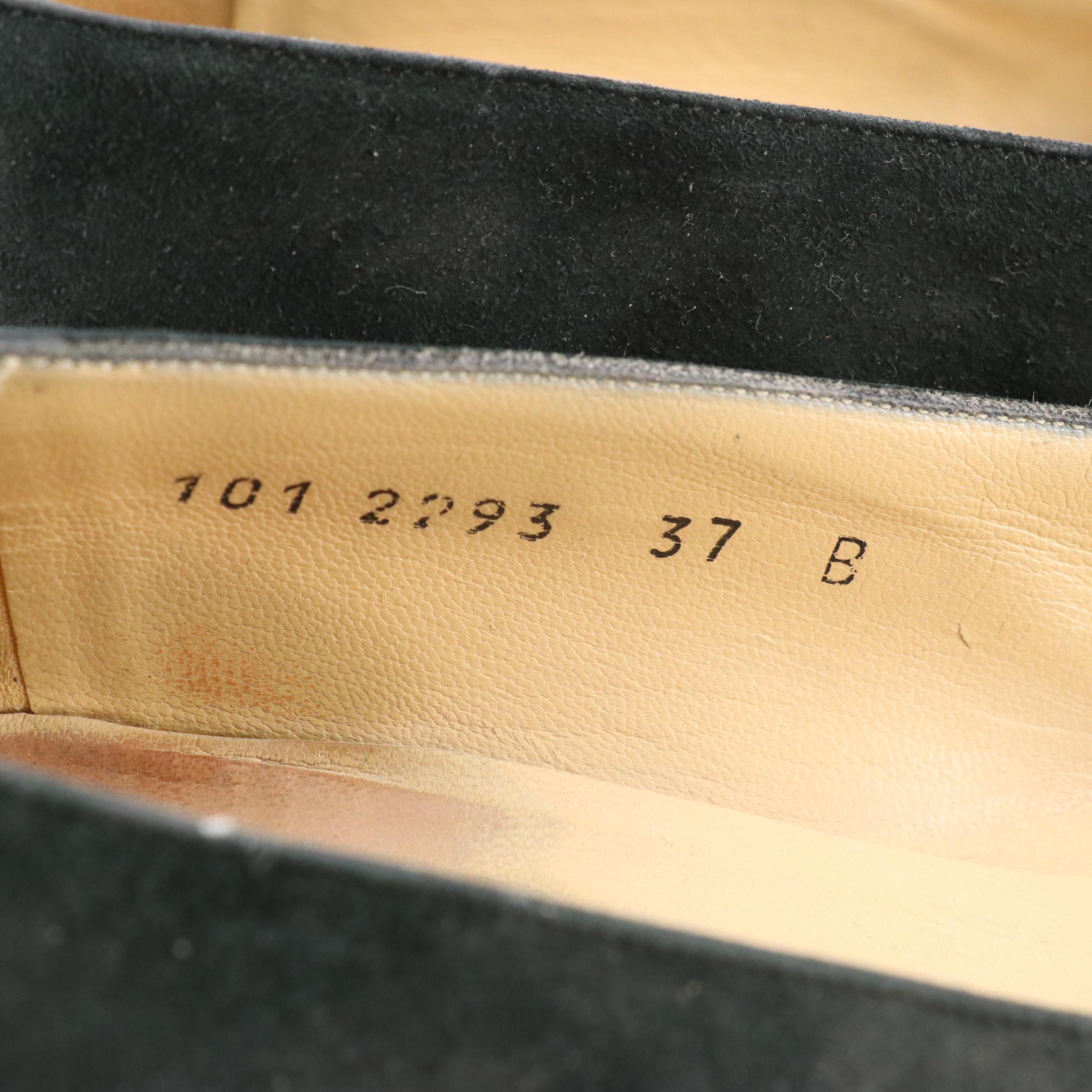 Gucci Vintage Black Leather Horsebit Heeled Loafers and Square-Toe Shoes