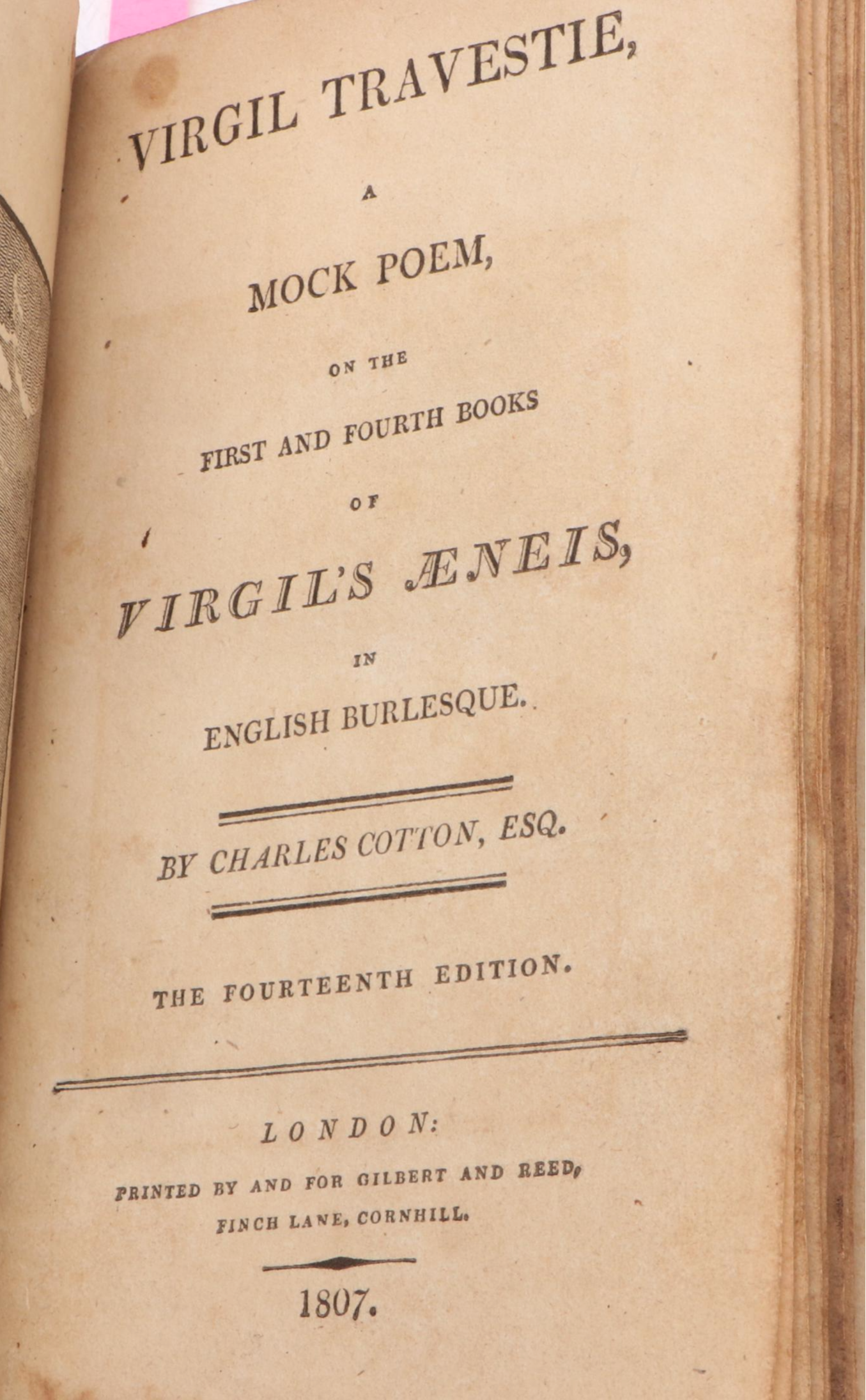 Fourteenth Edition "Virgil Travestie" by Charles Cotton, 1807
