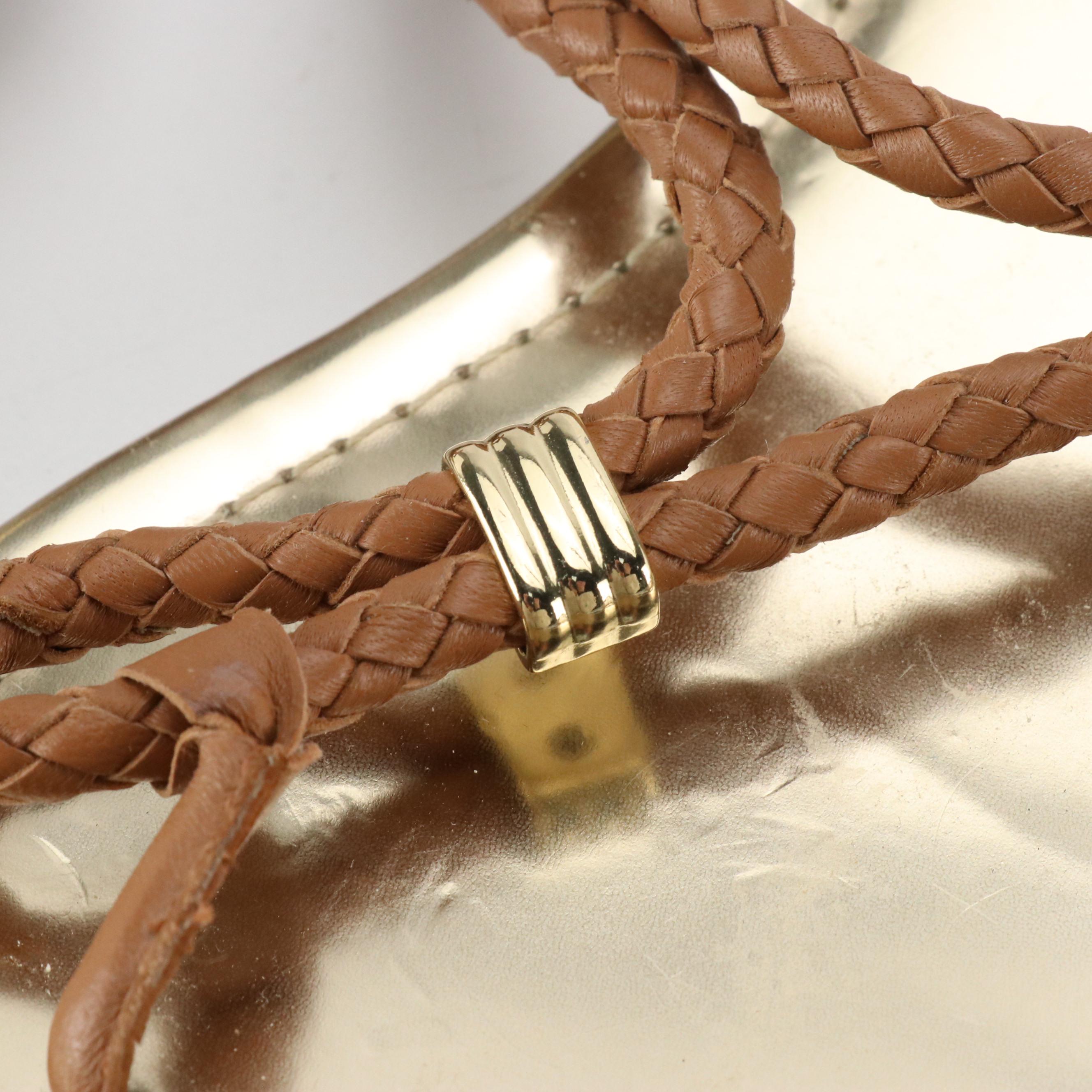 Talbots Black Leather and Brown Leather Braided Sandals