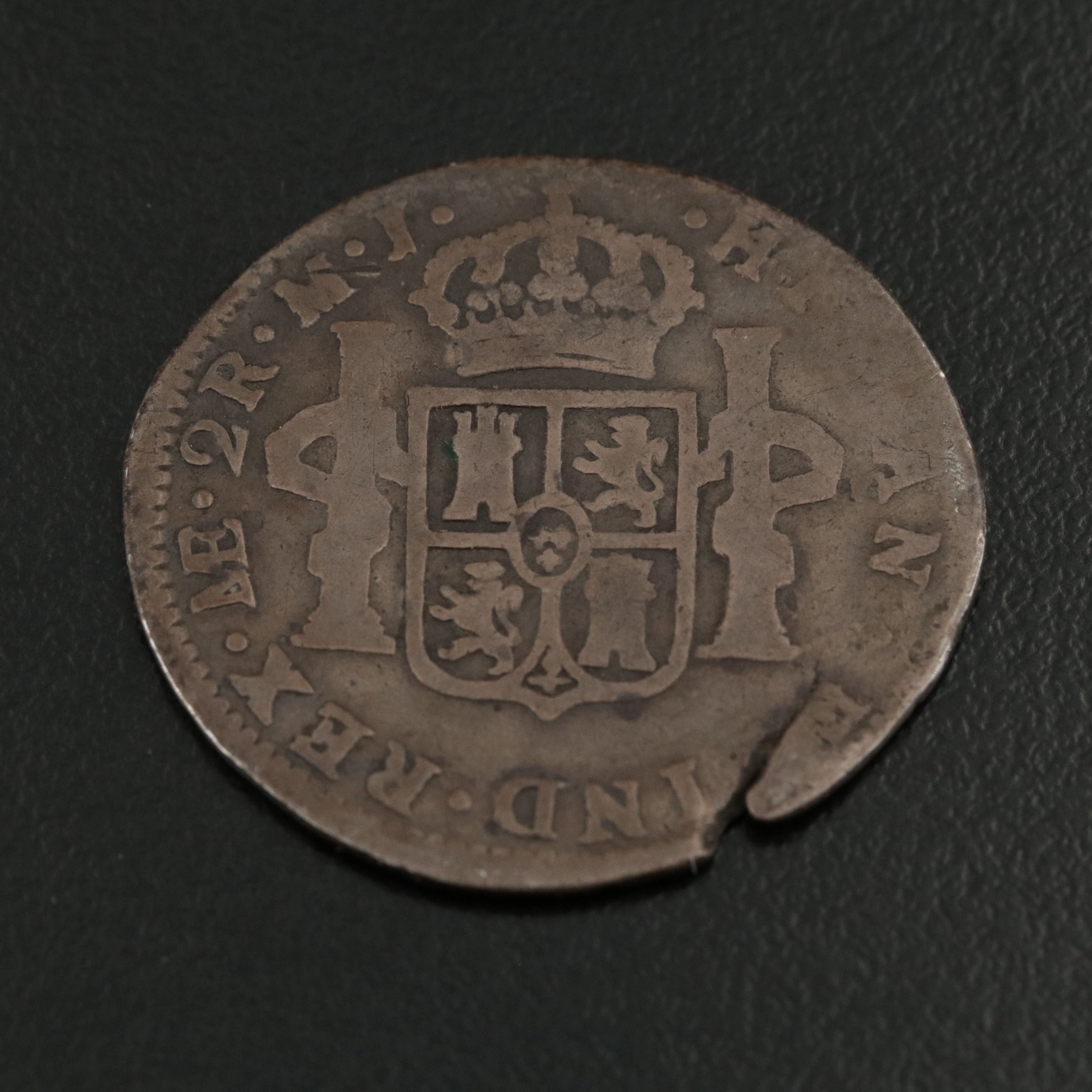 Two Spanish Colonial Silver 2 Reales Coins