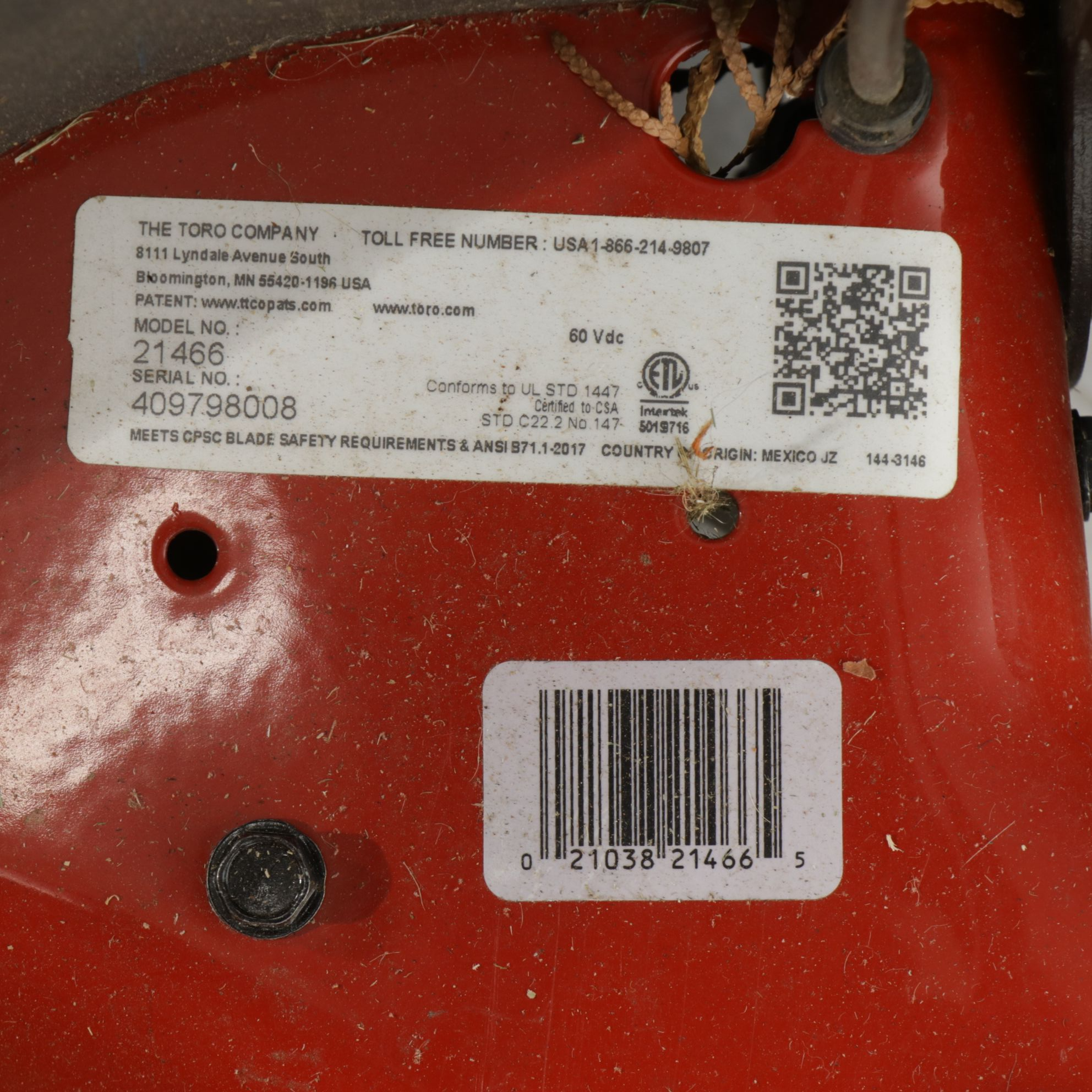 Toro Flex-Force 22" Electric Lawn Mower with Battery & Charger