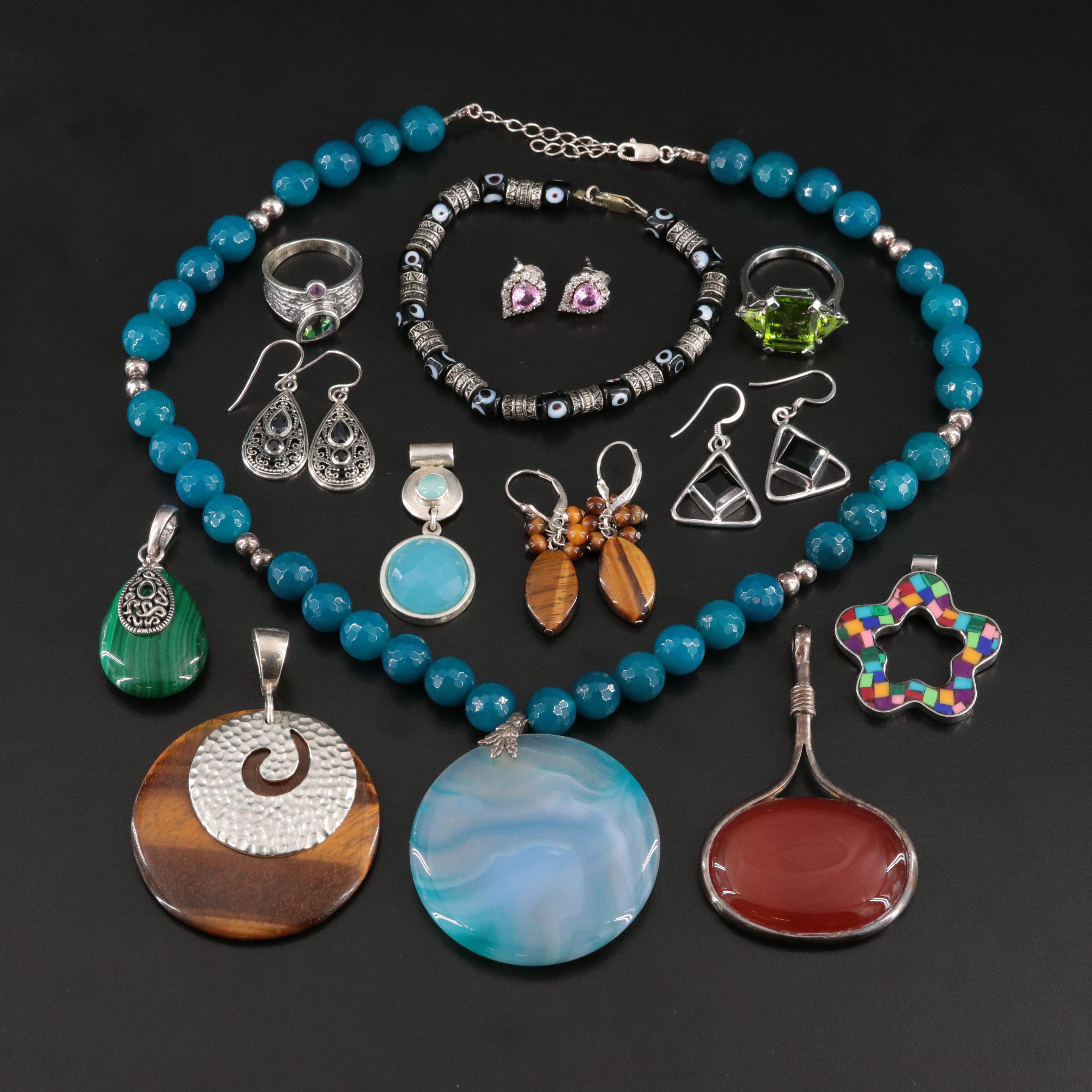 Agate, Tiger's Eye and Malachite Featured in Sterling Jewelry Collection