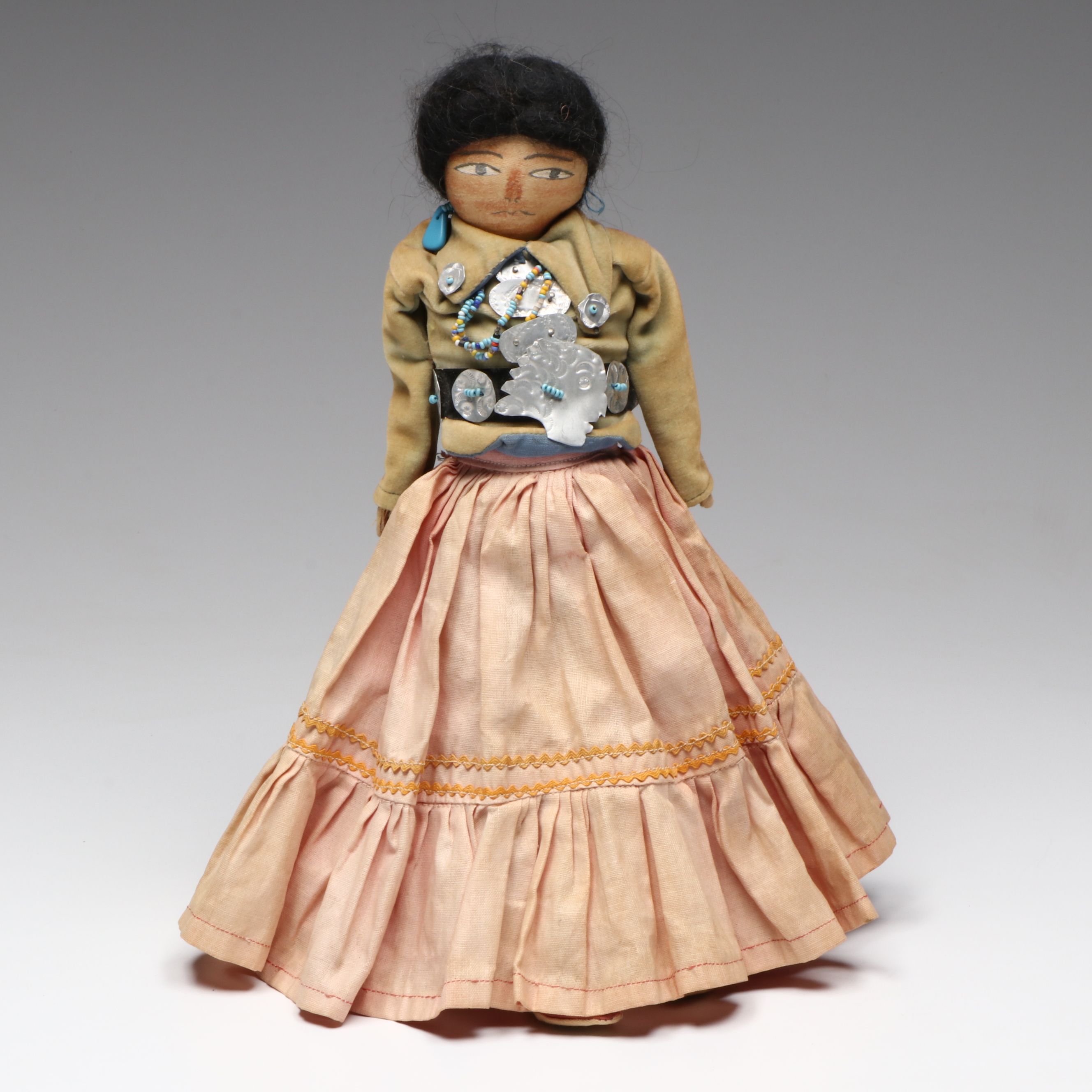 Handmade Fabric Doll with Stand