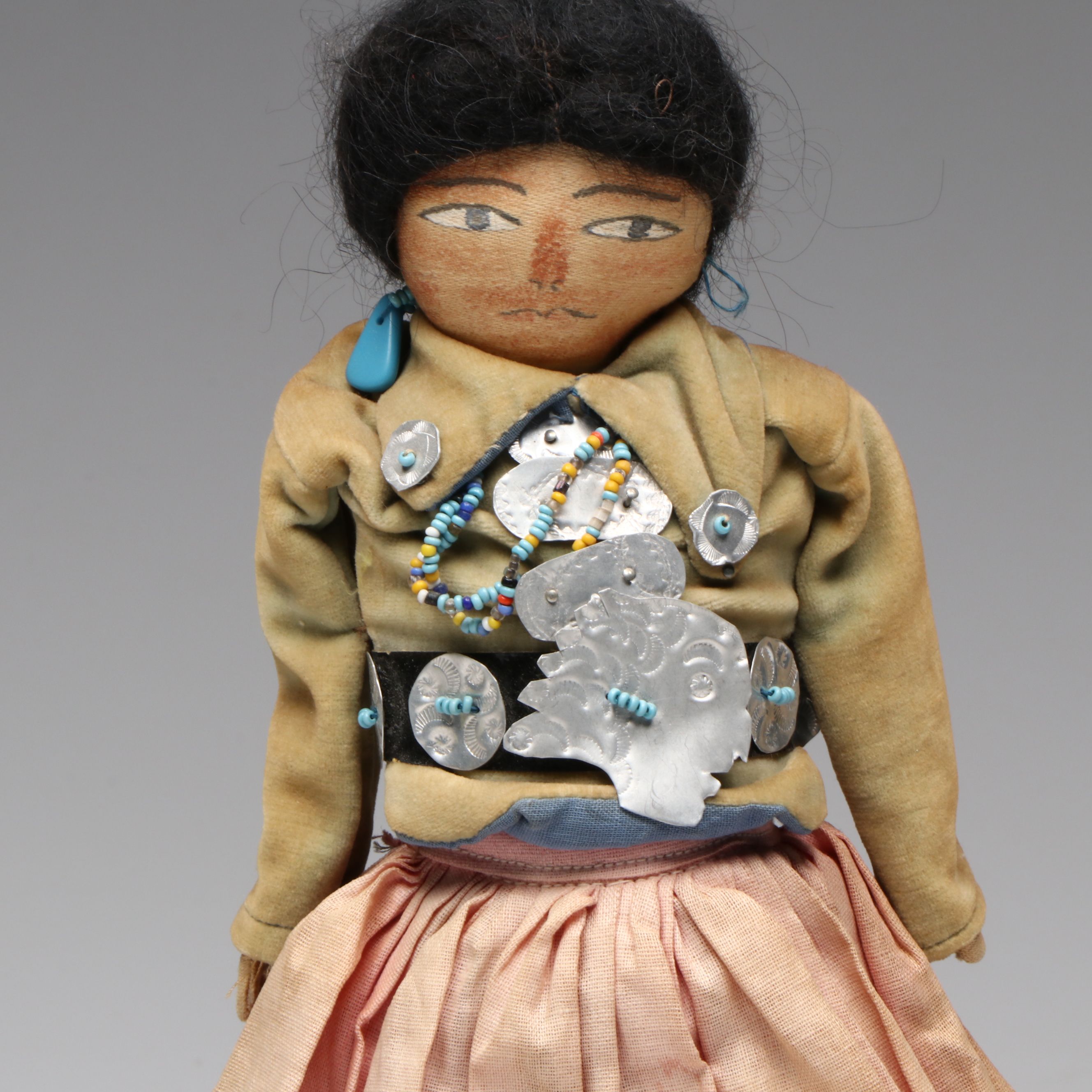 Handmade Fabric Doll with Stand