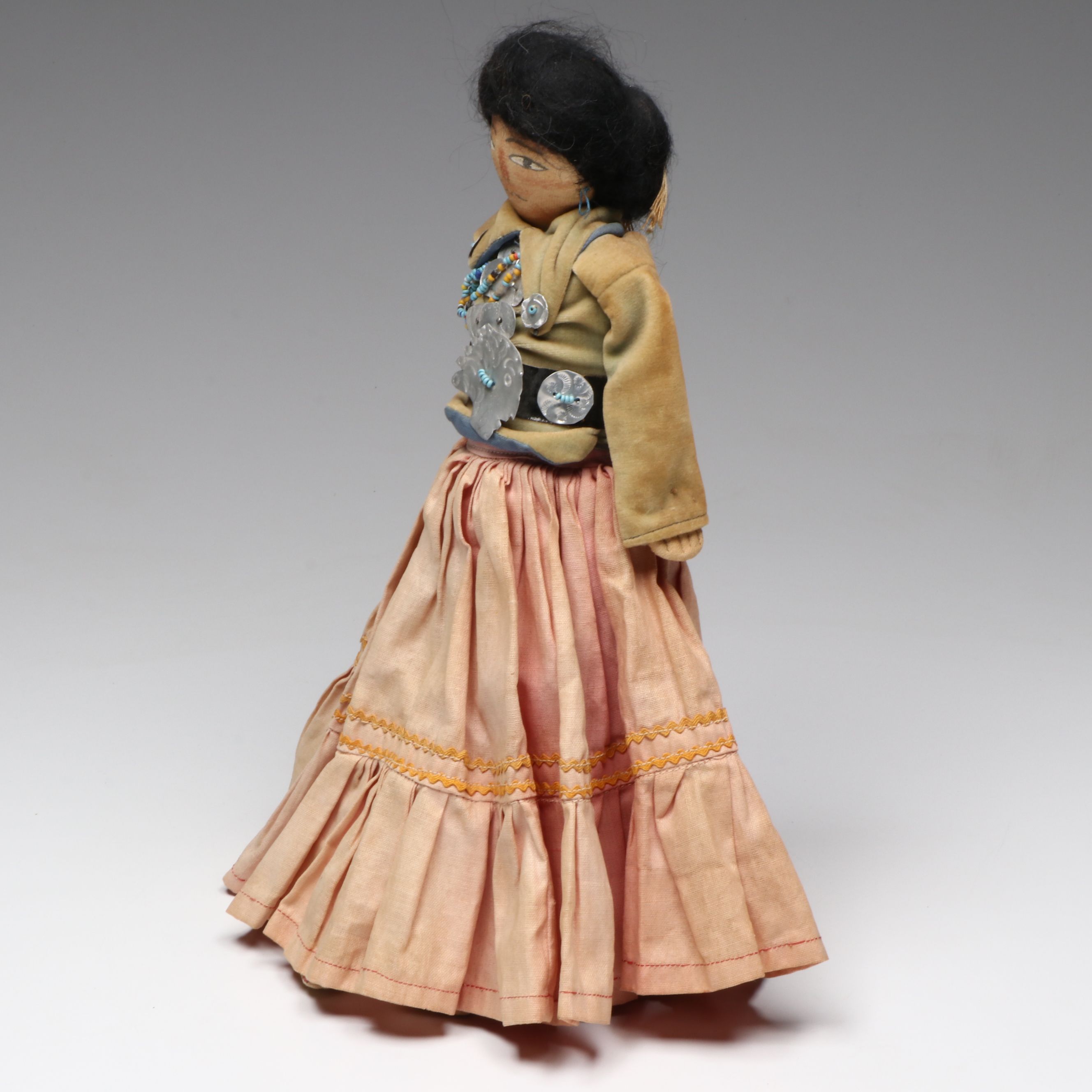 Handmade Fabric Doll with Stand